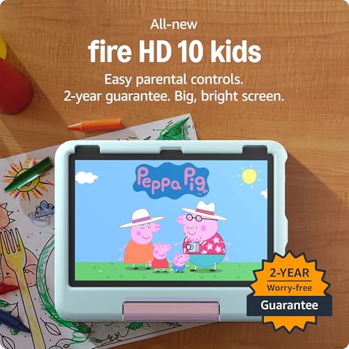 Amazon Fire HD 10 Kids tablet (newest model) ages 3-7 | Bright 10.1" HD screen with included ad-free and exclusive content, robust parental controls, 13-hr battery, 32 GB, Blue