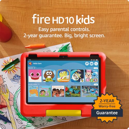 Amazon Fire HD 10 Kids tablet (newest model) ages 3-7 | Bright 10.1" HD screen with included ad-free and exclusive content, robust parental controls, 13-hr battery, 32 GB, Blue