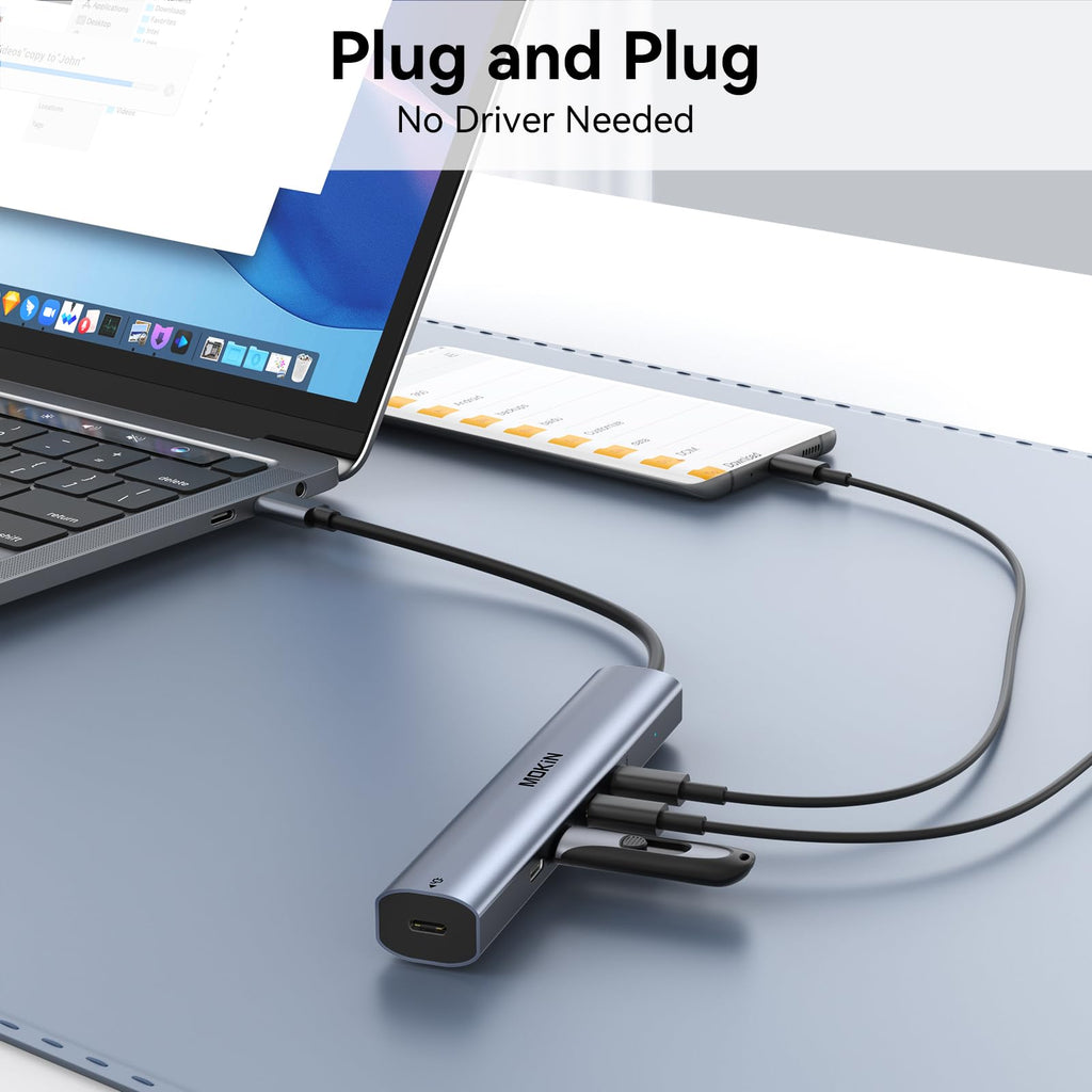 Laptop Docking Station 3 Monitors, USB C Hub with 2 HDMI 2DP, RJ45 Ethernet, 5 Gbps USB C/A, 100W PD SD/microSD for Dell/HP/Lenovo - MOKiN