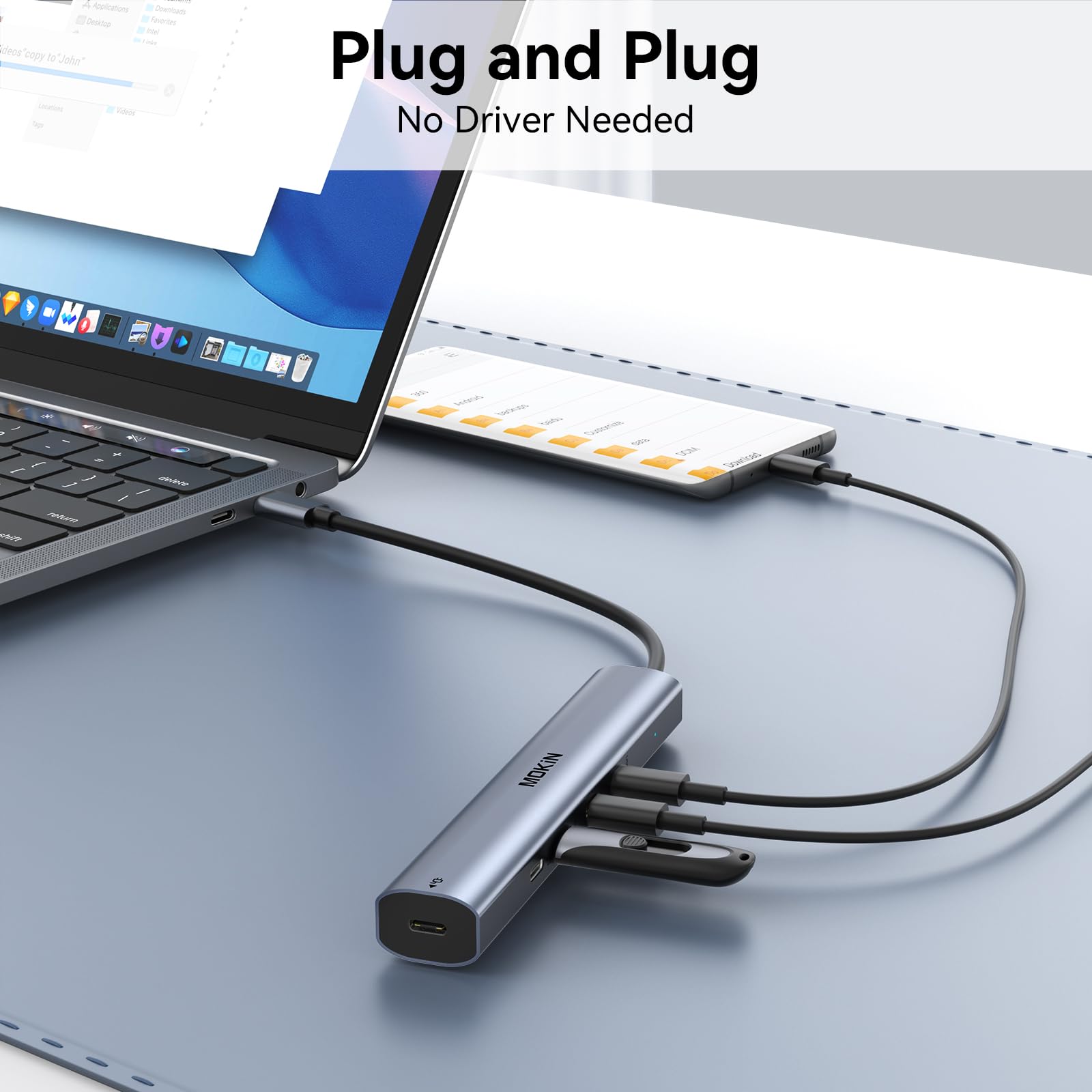 Laptop Docking Station 3 Monitors, USB C Hub with 2 HDMI 2DP, RJ45 Ethernet, 5 Gbps USB C/A, 100W PD SD/microSD for Dell/HP/Lenovo - MOKiN