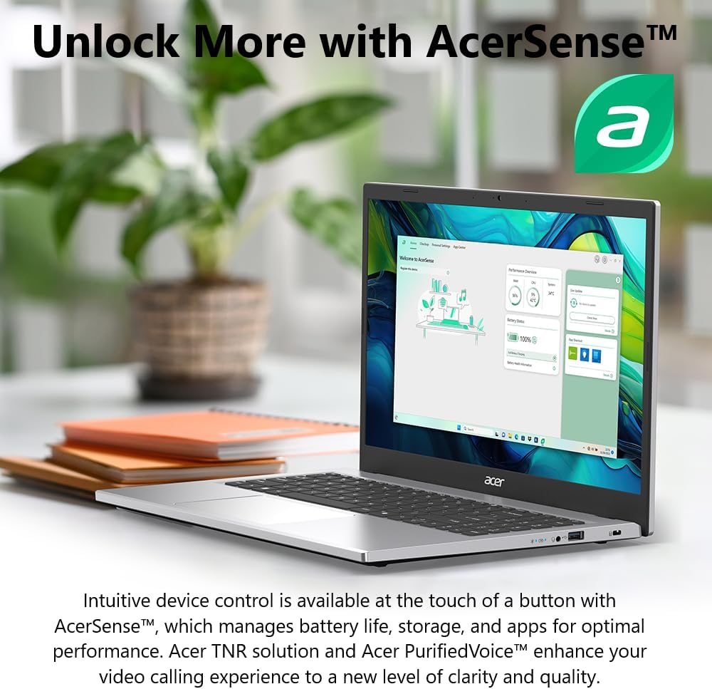 acer Aspire Go 15 AI Ready Laptop | 15.6" FHD (1920 x 1080) IPS Display | Intel Core 3 Processor N355 | Intel Graphics | 8GB DDR5 | 128GB UFS | Wi-Fi 6 | Windows 11 Home in S Mode | AG15-32P-39R2