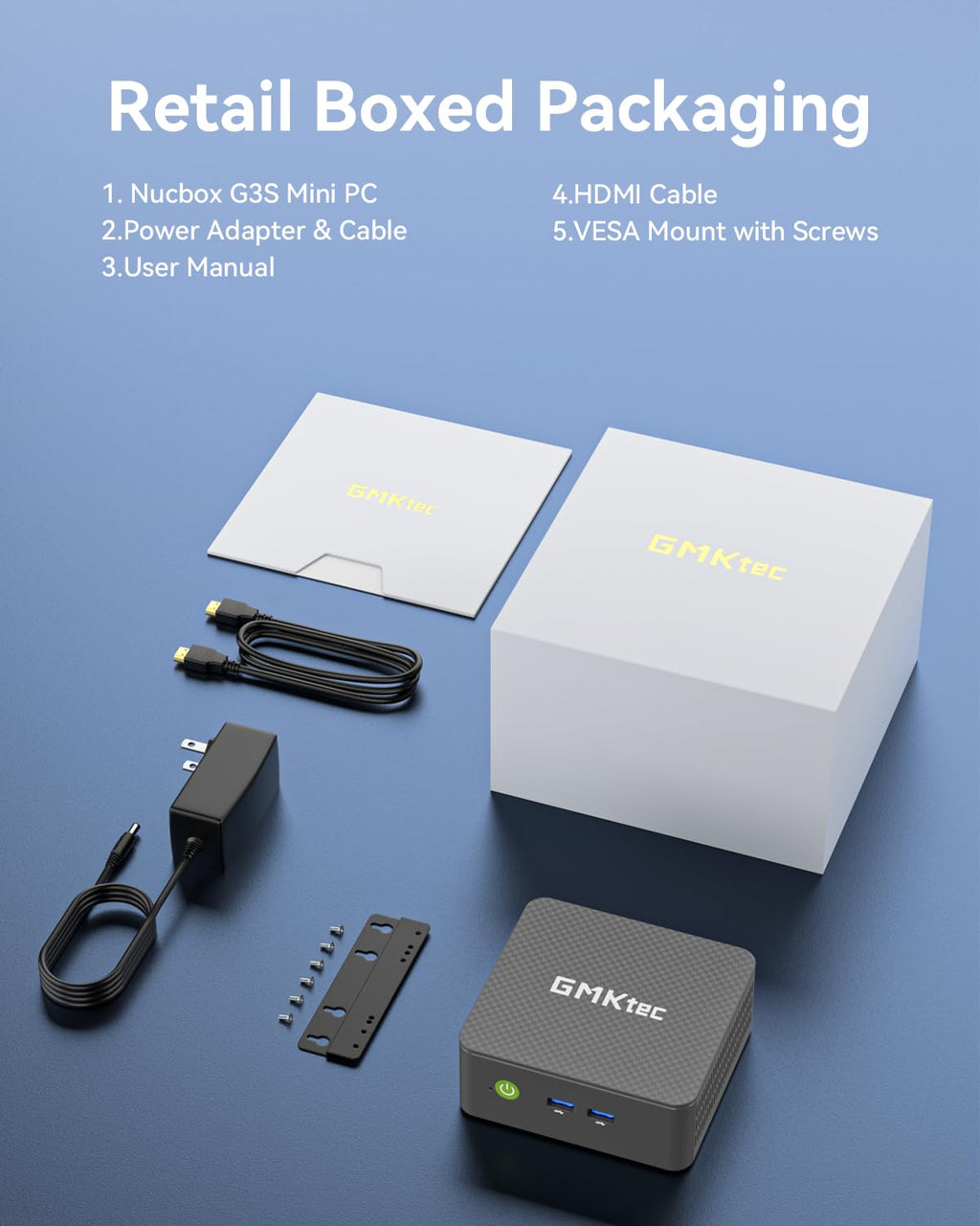 GMKtec Mini PC, G3 PRO Intel Core i3-10110U (Beats 4300U/N150), 16GB DDR4 RAM (Dual Channel) 256GB PCIe M.2 SSD, Desktop Computer 4K Dual HDMI/USB3.2/WiFi 6/BT5.2/2.5GbE for Office