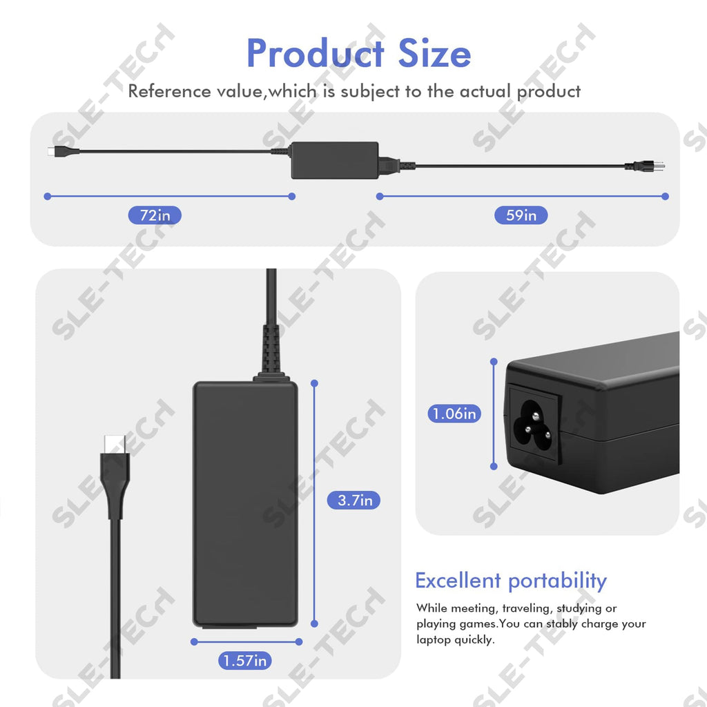 SLE-TECH 45W USB C Laptop Charger Compatible with HP Chromebook Lenovo Thinkpad Yoga,Dell Chromebook 3100,Latitude 5420,Asus,Samsung,Acer,Google Series Type C Fast Charging Power