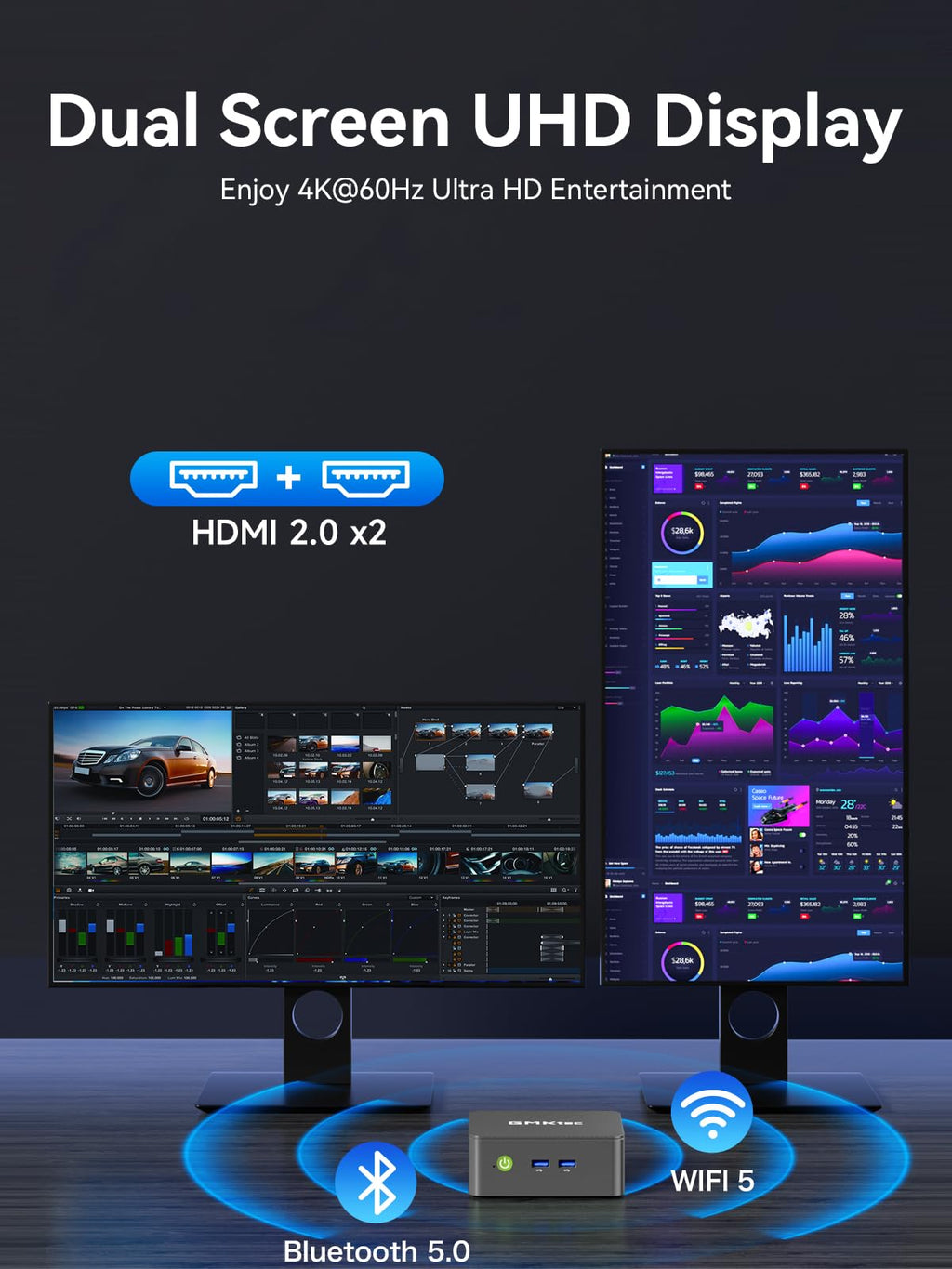 GMKtec Mini PC, G3 PRO Intel Core i3-10110U (Beats 4300U/N150), 16GB DDR4 RAM (Dual Channel) 256GB PCIe M.2 SSD, Desktop Computer 4K Dual HDMI/USB3.2/WiFi 6/BT5.2/2.5GbE for Office