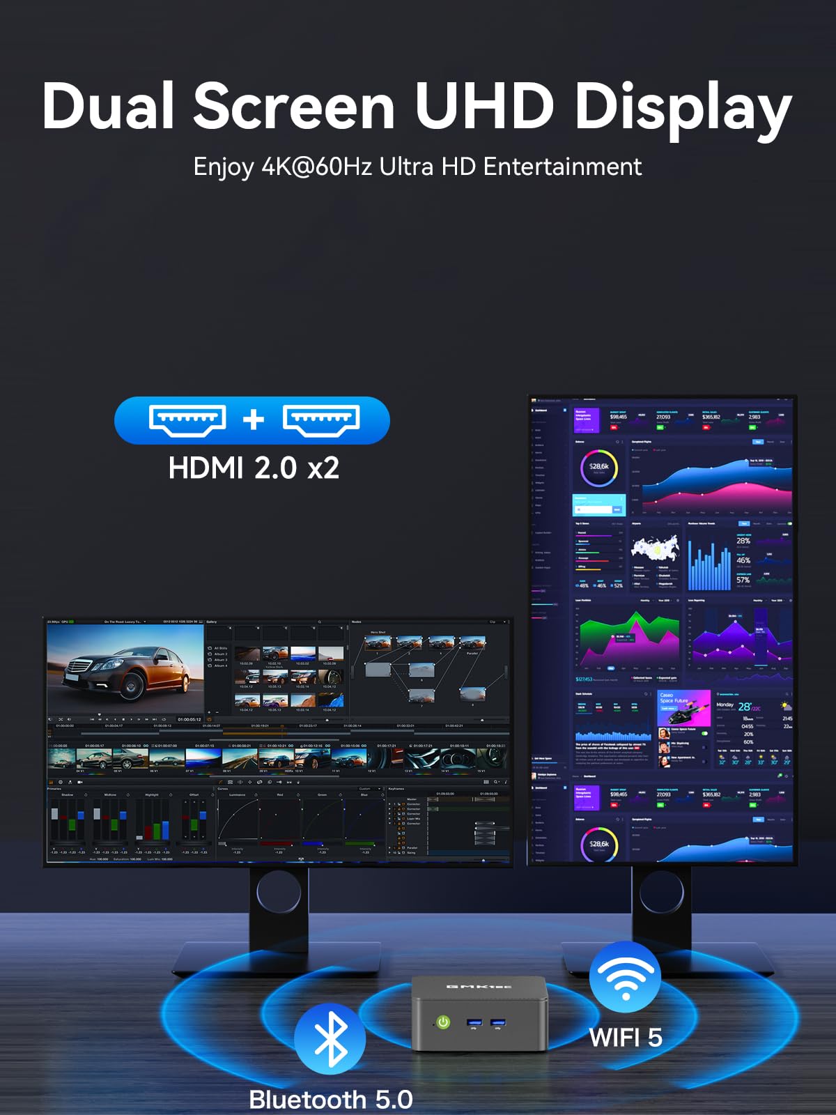 GMKtec Mini PC, G3 PRO Intel Core i3-10110U (Beats 4300U/N150), 16GB DDR4 RAM (Dual Channel) 256GB PCIe M.2 SSD, Desktop Computer 4K Dual HDMI/USB3.2/WiFi 6/BT5.2/2.5GbE for Office