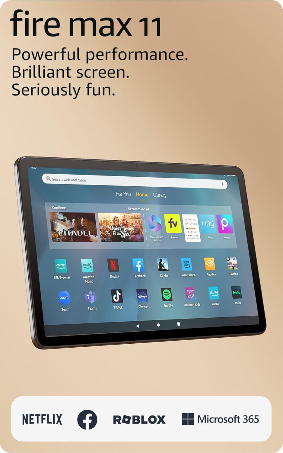 Amazon Fire Max 11 tablet (newest model) vivid 11” display, all-in-one for streaming, reading, and gaming, 14-hour battery life, optional stylus and keyboard, 64 GB, Gray