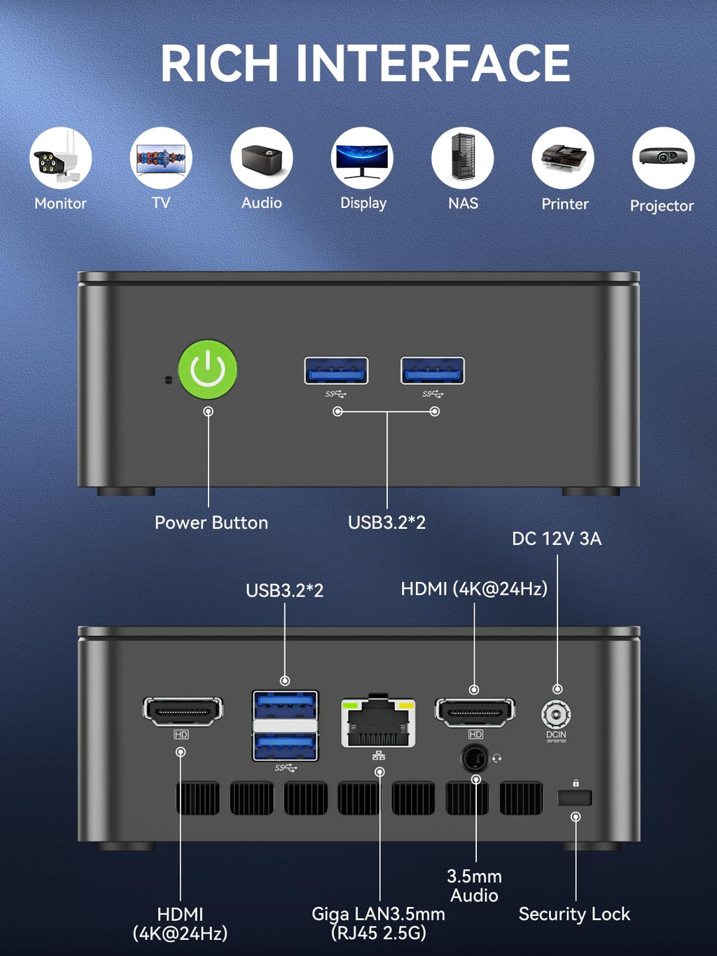 GMKtec Mini PC, G3 PRO Intel Core i3-10110U (Beats 4300U/N150), 16GB DDR4 RAM (Dual Channel) 256GB PCIe M.2 SSD, Desktop Computer 4K Dual HDMI/USB3.2/WiFi 6/BT5.2/2.5GbE for Office