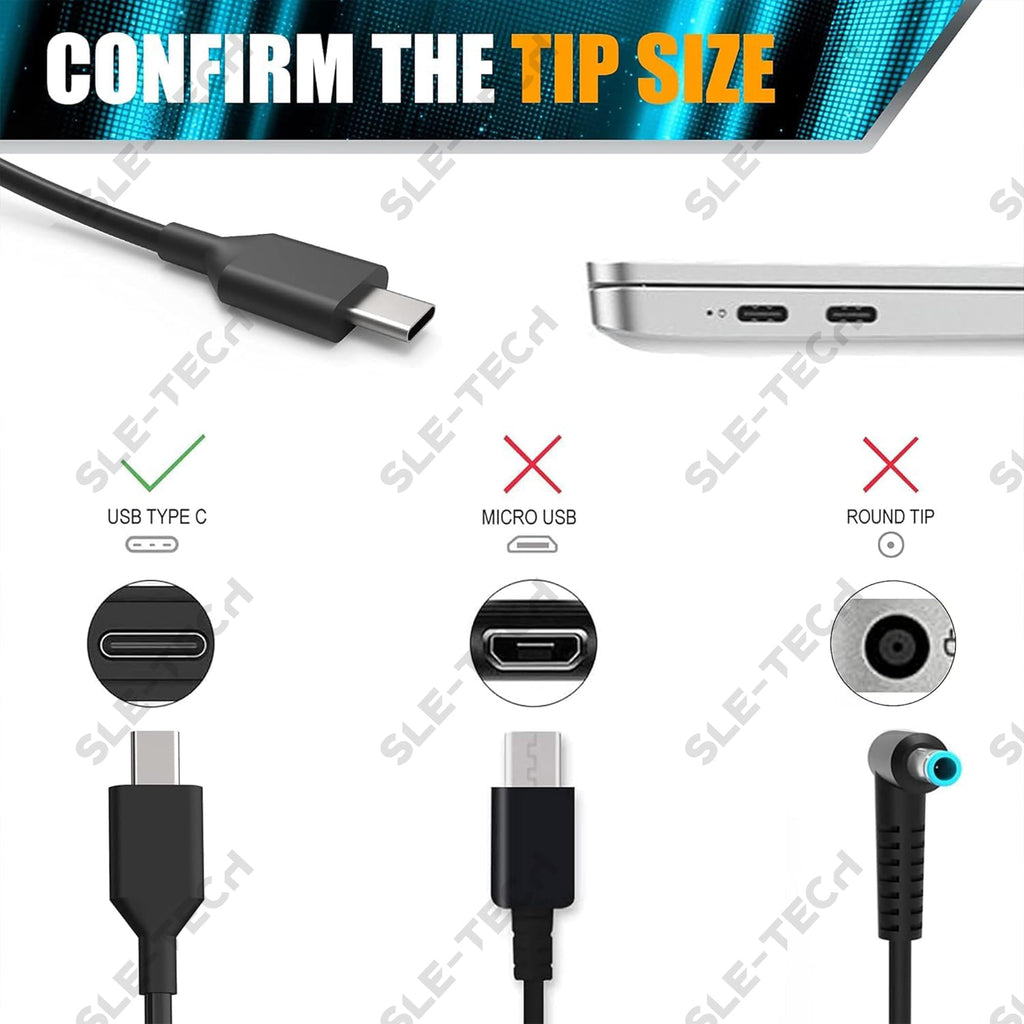 SLE-TECH 45W USB C Laptop Charger Compatible with HP Chromebook Lenovo Thinkpad Yoga,Dell Chromebook 3100,Latitude 5420,Asus,Samsung,Acer,Google Series Type C Fast Charging Power