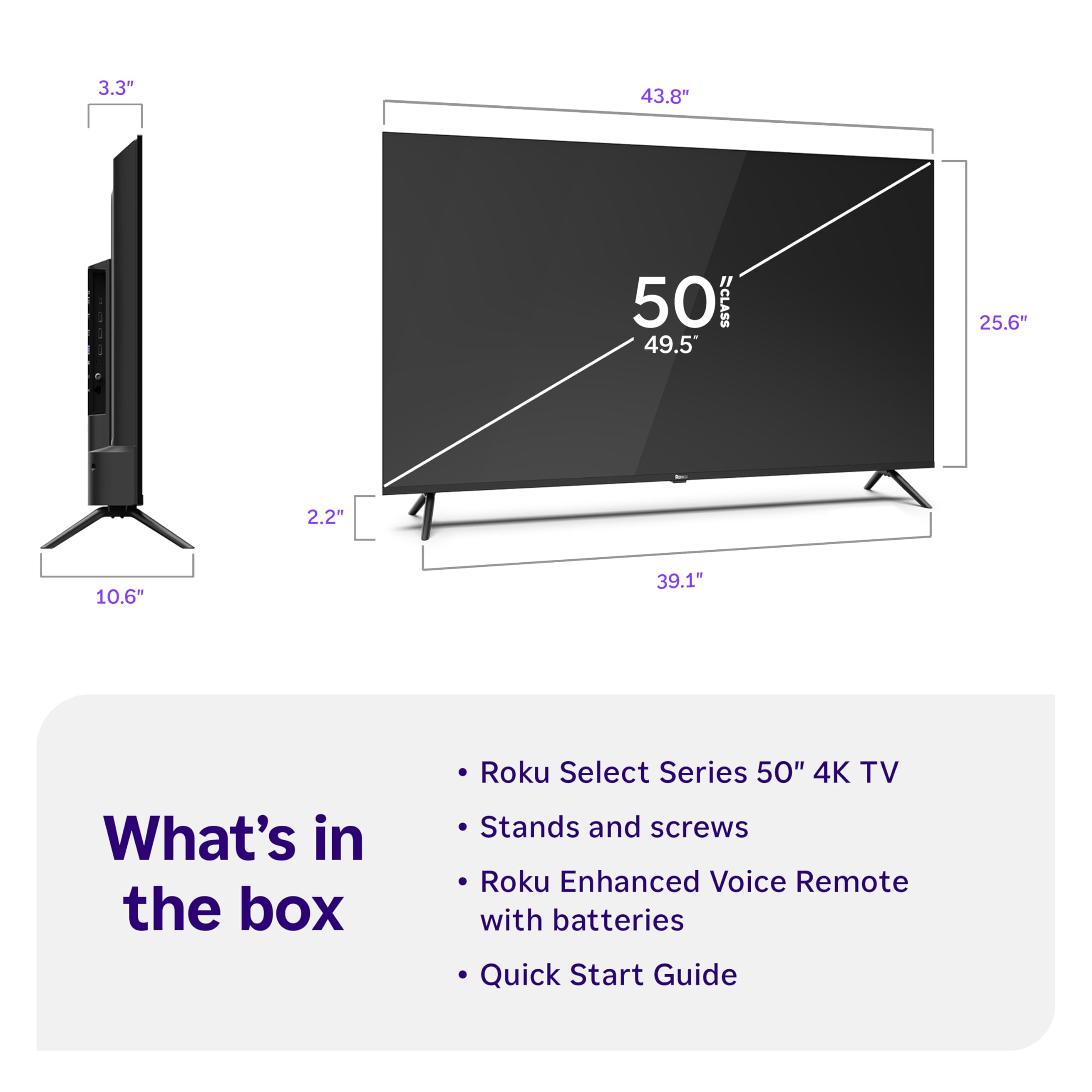 Roku Smart TV – 43-Inch Select Series, 4K HDR TV – Roku TV with Roku Remote – Flat Screen LED Television with Wi-Fi for Streaming Live Local News, Sports, Family Entertainment