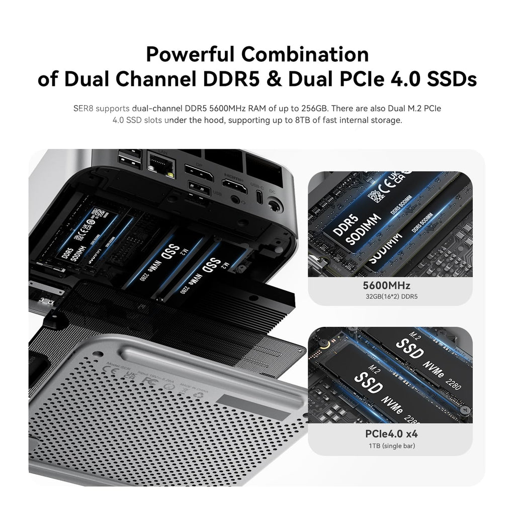 Beelink SER3 Mini PC, AMD Ryzen 3 3200U(14nm, 2C/4T) up to 3.5GHz, Mini Gaming Computer 16GB DDR4 RAM 500GB PCIE3.0 X4 SSD, Micro PC 4K@60Hz Dual Display, Mini Computer WiFi6/BT5.2/HTPC/W-11 Pro