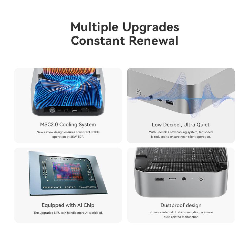 Beelink SER3 Mini PC, AMD Ryzen 3 3200U(14nm, 2C/4T) up to 3.5GHz, Mini Gaming Computer 16GB DDR4 RAM 500GB PCIE3.0 X4 SSD, Micro PC 4K@60Hz Dual Display, Mini Computer WiFi6/BT5.2/HTPC/W-11 Pro