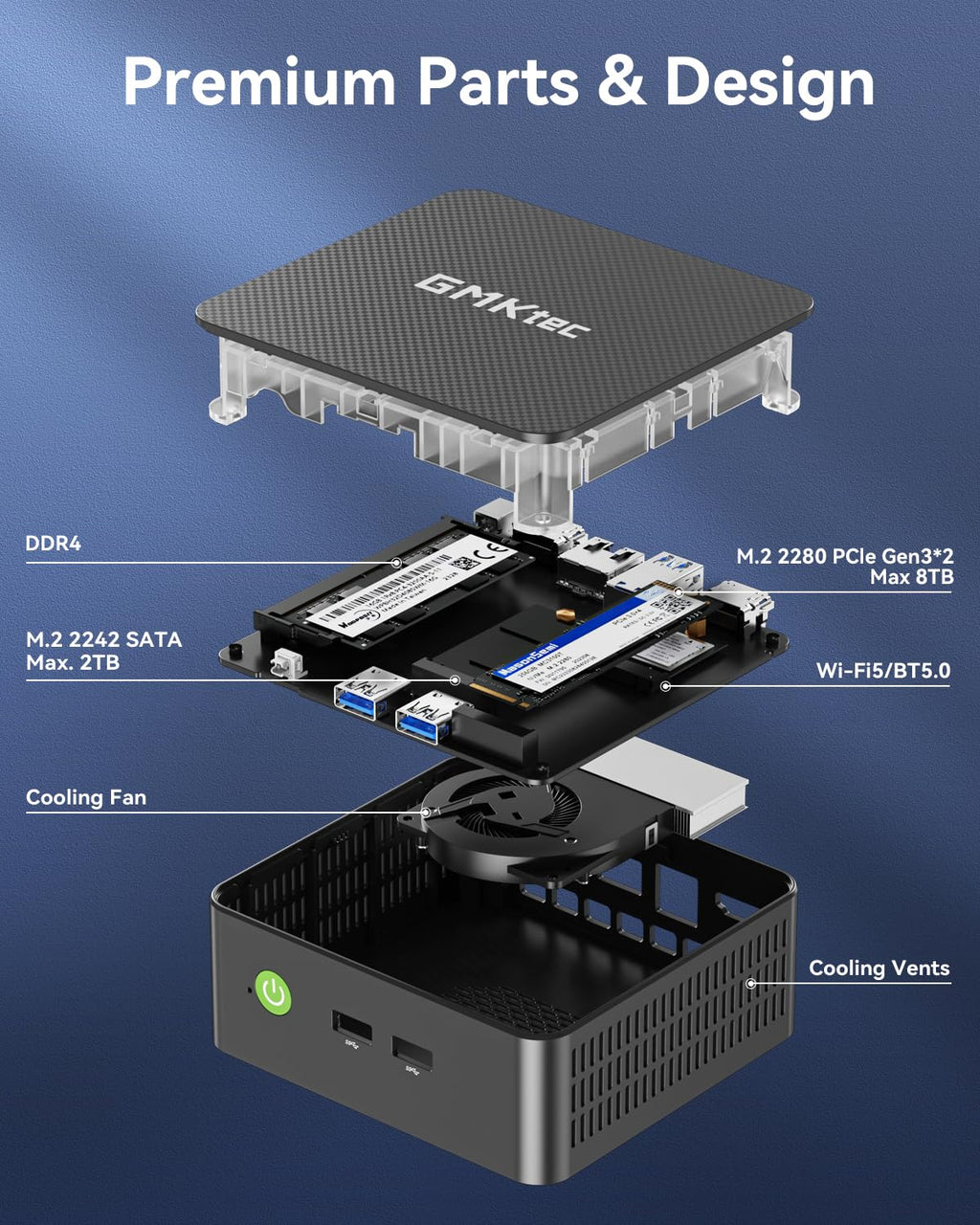 GMKtec Mini PC, G3 PRO Intel Core i3-10110U (Beats 4300U/N150), 16GB DDR4 RAM (Dual Channel) 256GB PCIe M.2 SSD, Desktop Computer 4K Dual HDMI/USB3.2/WiFi 6/BT5.2/2.5GbE for Office