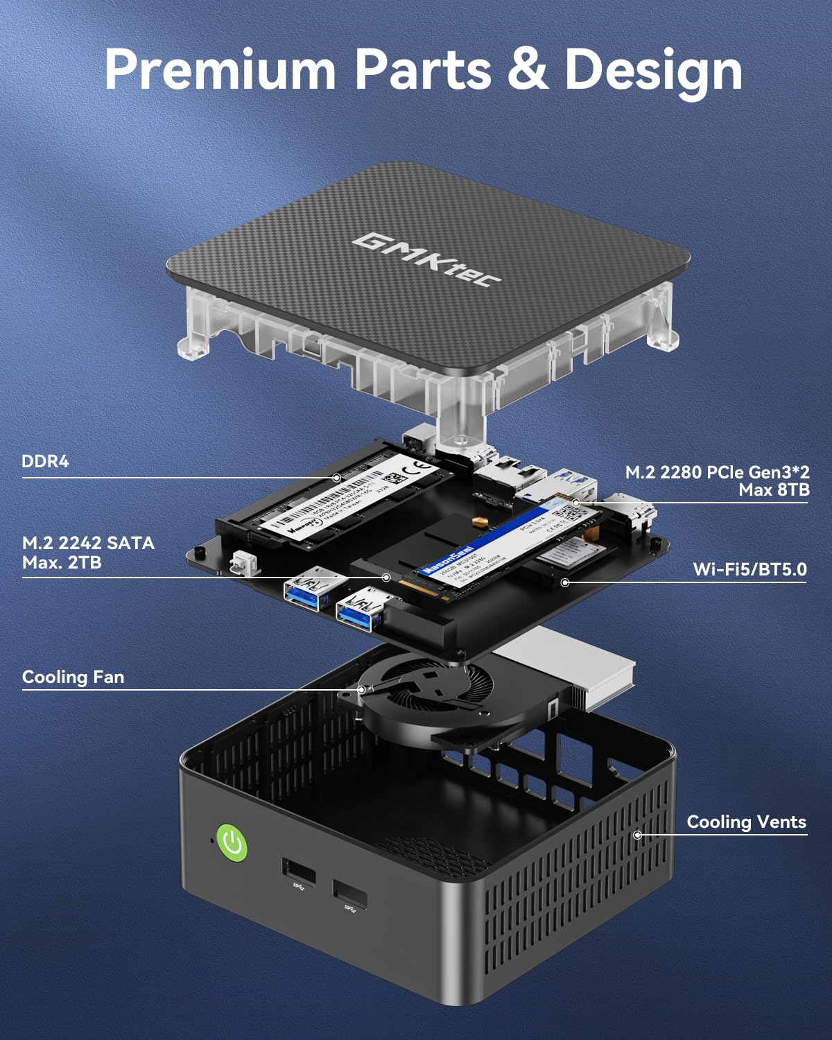 GMKtec Mini PC, G3 PRO Intel Core i3-10110U (Beats 4300U/N150), 16GB DDR4 RAM (Dual Channel) 256GB PCIe M.2 SSD, Desktop Computer 4K Dual HDMI/USB3.2/WiFi 6/BT5.2/2.5GbE for Office