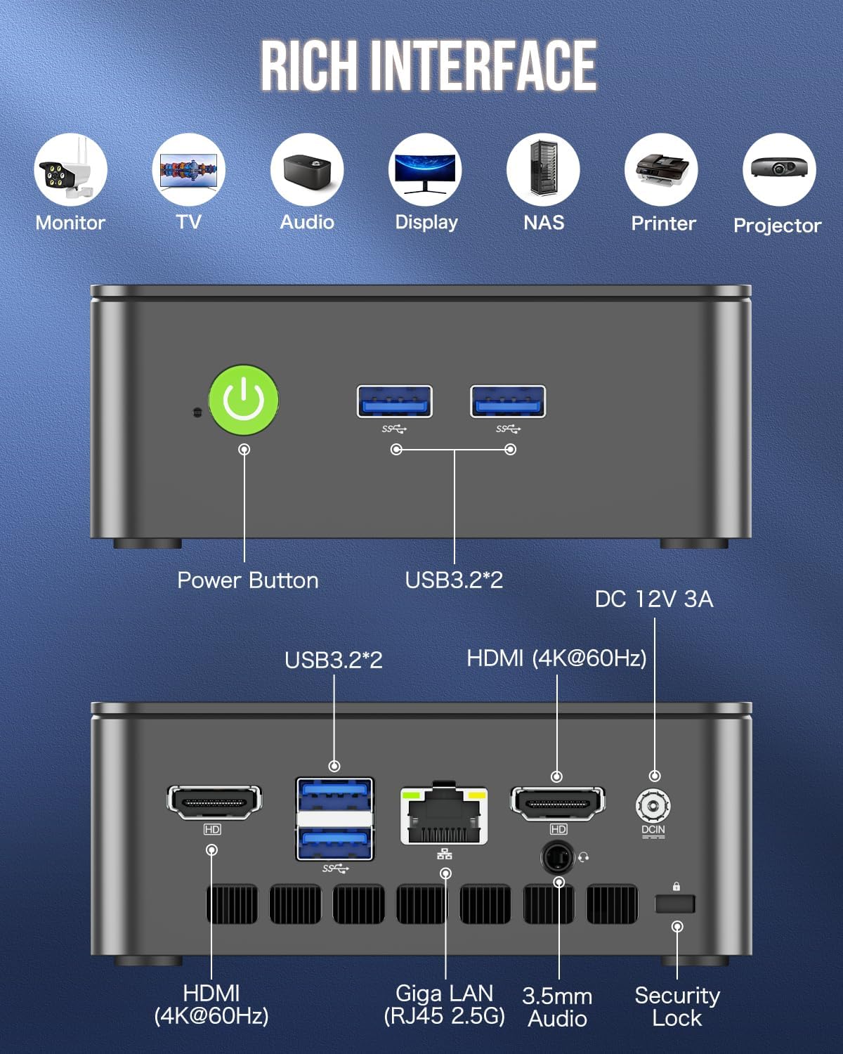 GMKtec Mini PC, G3 PRO Intel Core i3-10110U (Beats 4300U/N150), 16GB DDR4 RAM (Dual Channel) 256GB PCIe M.2 SSD, Desktop Computer 4K Dual HDMI/USB3.2/WiFi 6/BT5.2/2.5GbE for Office