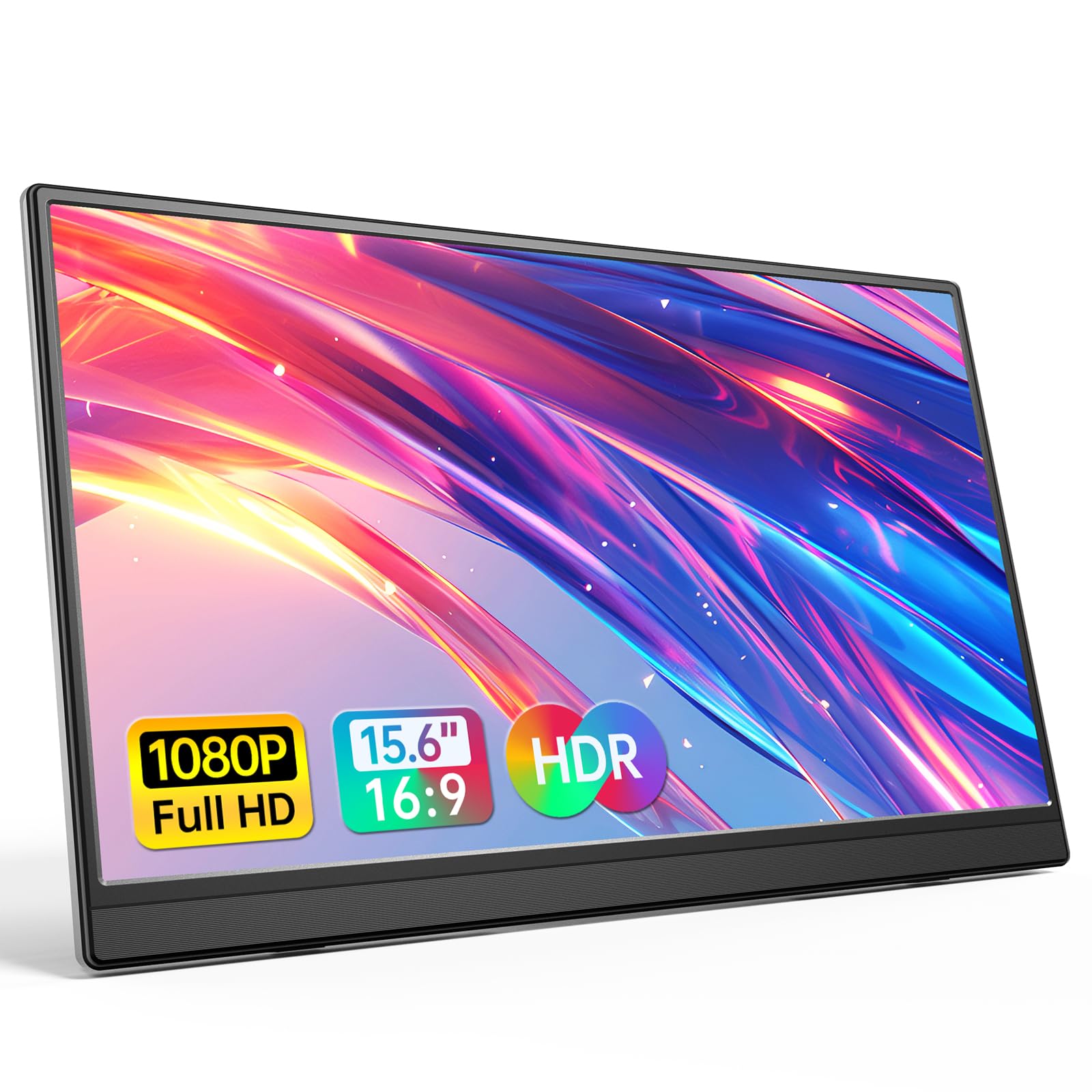 Anyuse Portable Monitor 15.6 Inch 1080P USB-C HDMI Ultra-Slim Travel Monitor with Kickstand, for Laptop, PC, Mac Phone, PS, Xbox, Swich IPS Ultra-Thin Zero Frame Gaming