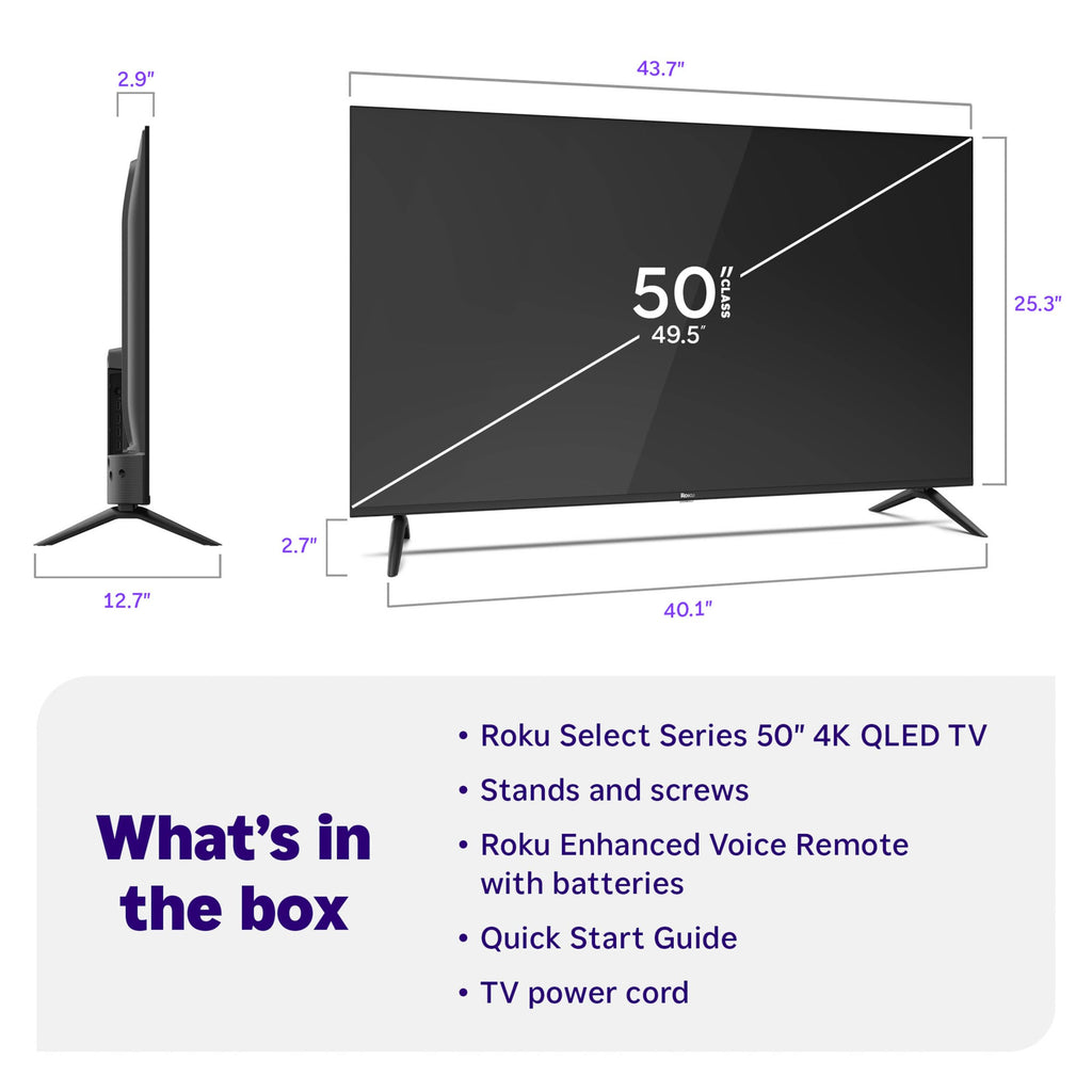 Roku Smart TV – 43-Inch Select Series, 4K HDR TV – Roku TV with Roku Remote – Flat Screen LED Television with Wi-Fi for Streaming Live Local News, Sports, Family Entertainment