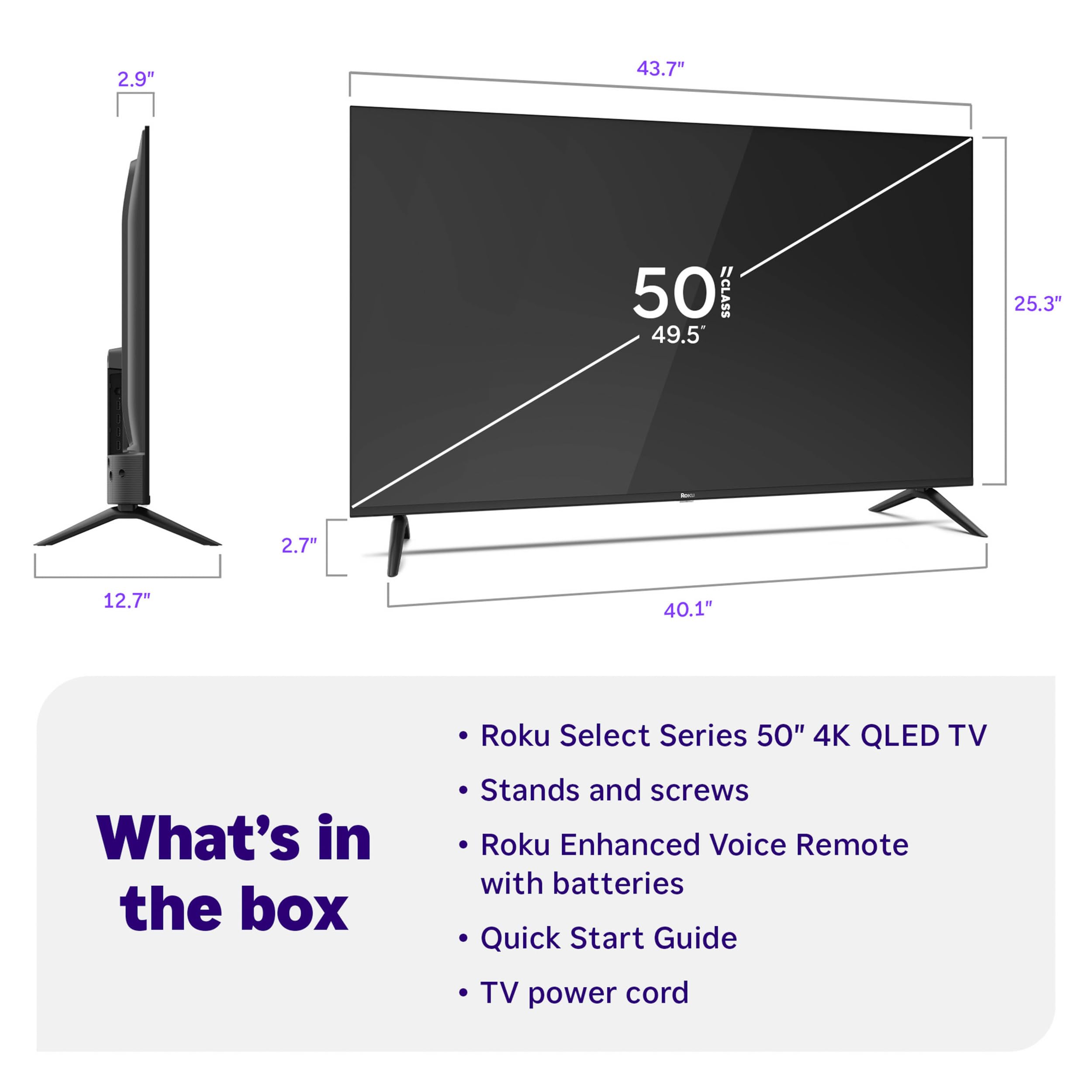 Roku Smart TV – 43-Inch Select Series, 4K HDR TV – Roku TV with Roku Remote – Flat Screen LED Television with Wi-Fi for Streaming Live Local News, Sports, Family Entertainment