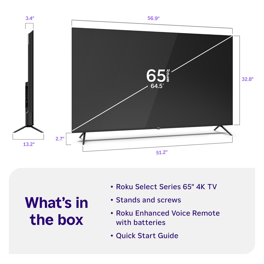Roku Smart TV – 43-Inch Select Series, 4K HDR TV – Roku TV with Roku Remote – Flat Screen LED Television with Wi-Fi for Streaming Live Local News, Sports, Family Entertainment