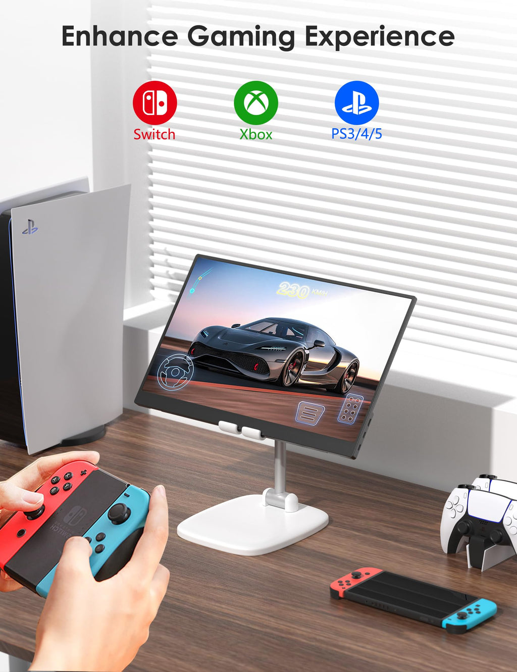 Anyuse Portable Monitor 15.6 Inch 1080P USB-C HDMI Ultra-Slim Travel Monitor with Kickstand, for Laptop, PC, Mac Phone, PS, Xbox, Swich IPS Ultra-Thin Zero Frame Gaming