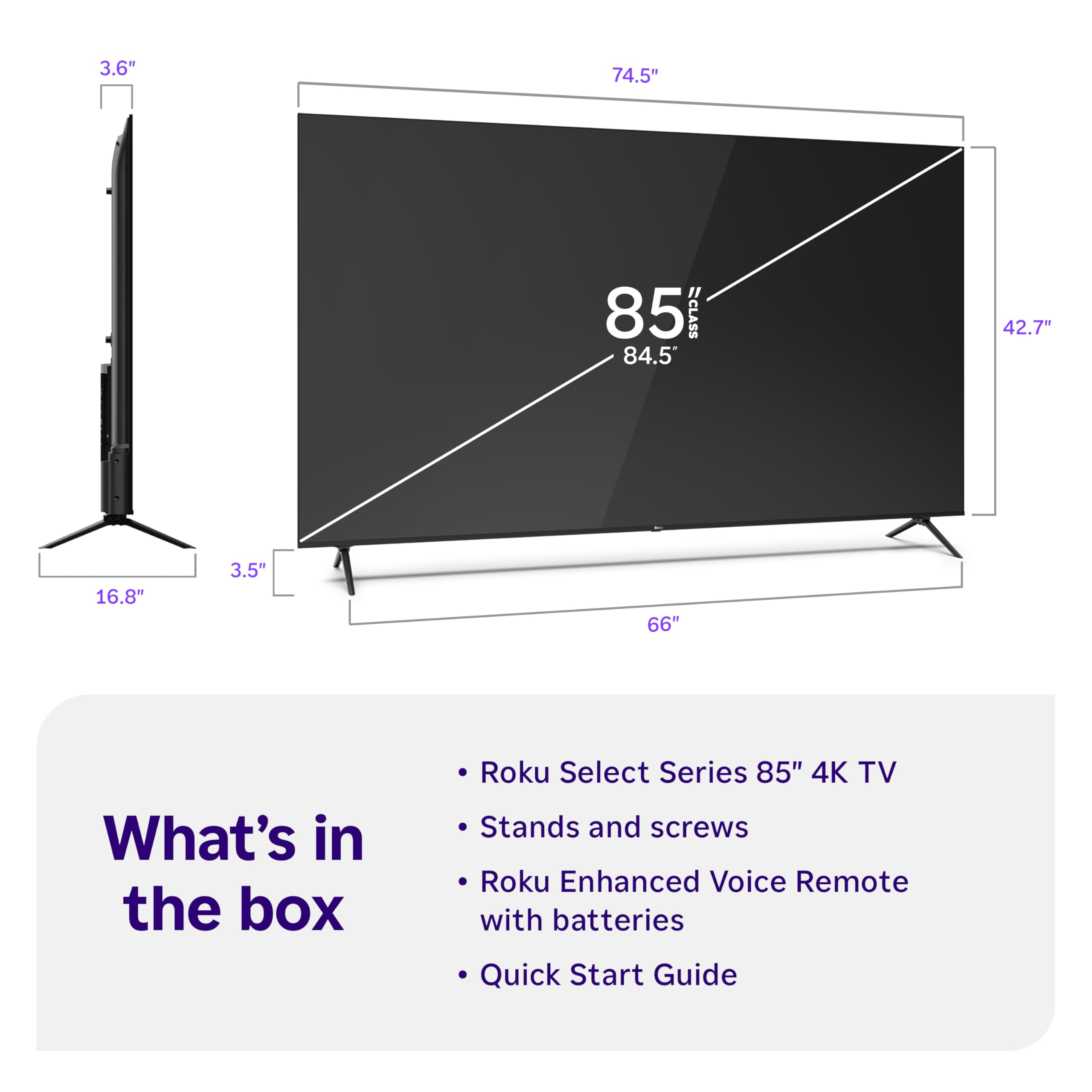 Roku Smart TV – 43-Inch Select Series, 4K HDR TV – Roku TV with Roku Remote – Flat Screen LED Television with Wi-Fi for Streaming Live Local News, Sports, Family Entertainment