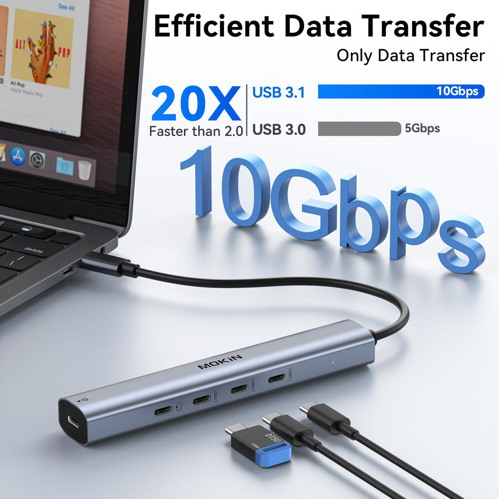 Laptop Docking Station 3 Monitors, USB C Hub with 2 HDMI 2DP, RJ45 Ethernet, 5 Gbps USB C/A, 100W PD SD/microSD for Dell/HP/Lenovo - MOKiN