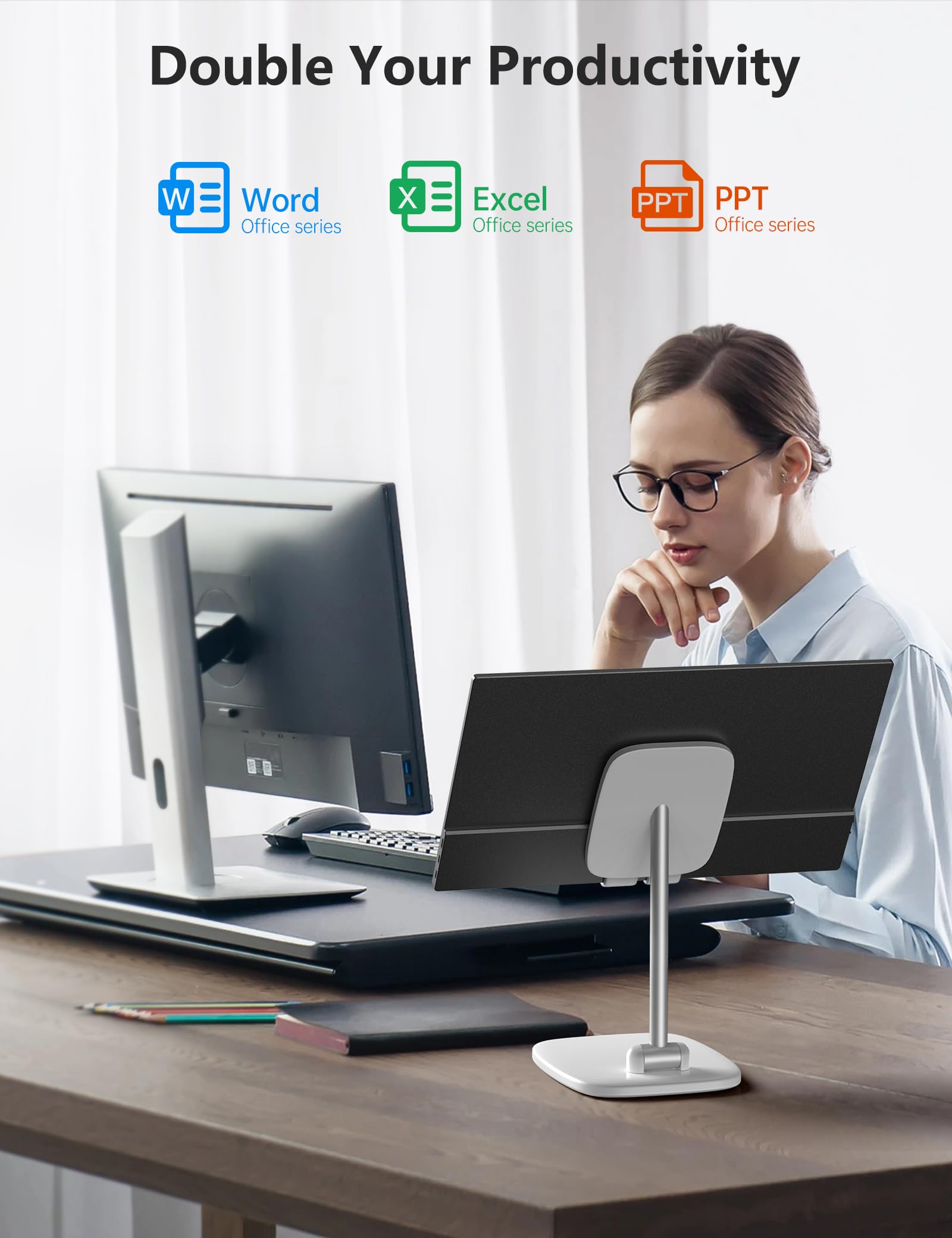 Anyuse Portable Monitor 15.6 Inch 1080P USB-C HDMI Ultra-Slim Travel Monitor with Kickstand, for Laptop, PC, Mac Phone, PS, Xbox, Swich IPS Ultra-Thin Zero Frame Gaming