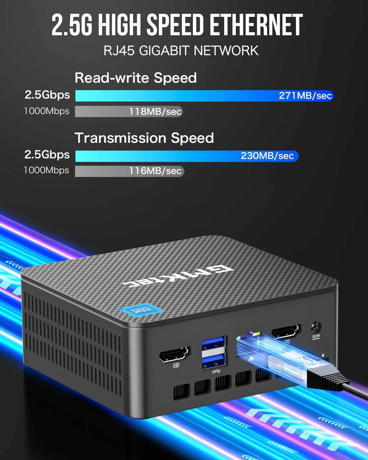 GMKtec Mini PC, G3 PRO Intel Core i3-10110U (Beats 4300U/N150), 16GB DDR4 RAM (Dual Channel) 256GB PCIe M.2 SSD, Desktop Computer 4K Dual HDMI/USB3.2/WiFi 6/BT5.2/2.5GbE for Office