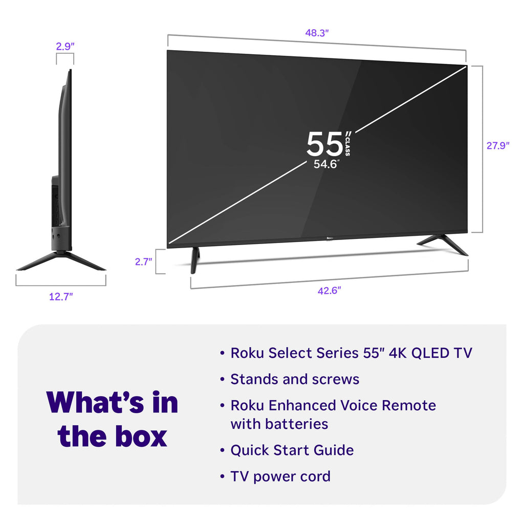 Roku Smart TV – 43-Inch Select Series, 4K HDR TV – Roku TV with Roku Remote – Flat Screen LED Television with Wi-Fi for Streaming Live Local News, Sports, Family Entertainment