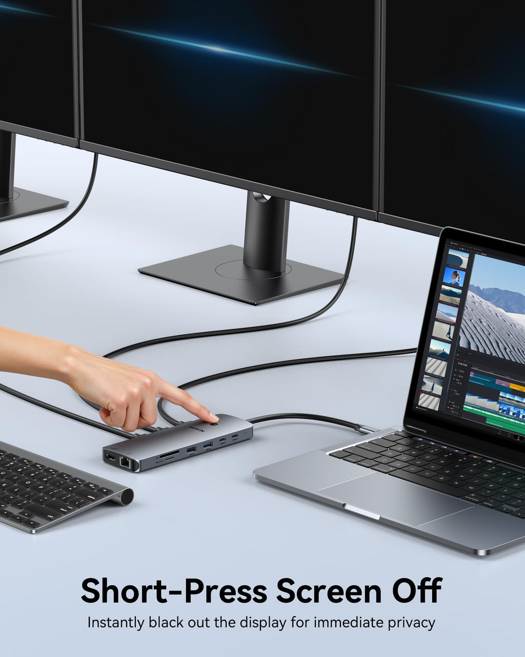 Laptop Docking Station 3 Monitors, USB C Hub with 2 HDMI 2DP, RJ45 Ethernet, 5 Gbps USB C/A, 100W PD SD/microSD for Dell/HP/Lenovo - MOKiN