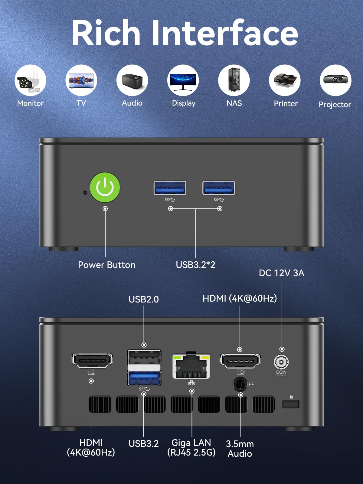 GMKtec Mini PC, G3 PRO Intel Core i3-10110U (Beats 4300U/N150), 16GB DDR4 RAM (Dual Channel) 256GB PCIe M.2 SSD, Desktop Computer 4K Dual HDMI/USB3.2/WiFi 6/BT5.2/2.5GbE for Office