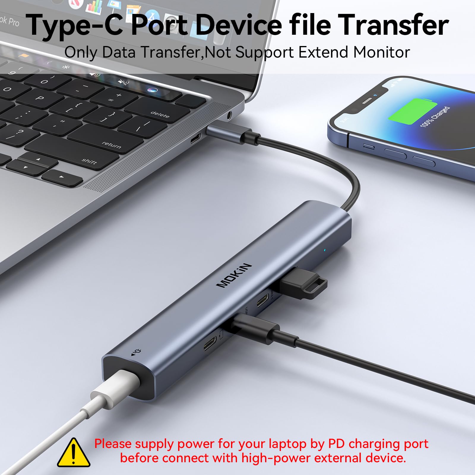 Laptop Docking Station 3 Monitors, USB C Hub with 2 HDMI 2DP, RJ45 Ethernet, 5 Gbps USB C/A, 100W PD SD/microSD for Dell/HP/Lenovo - MOKiN