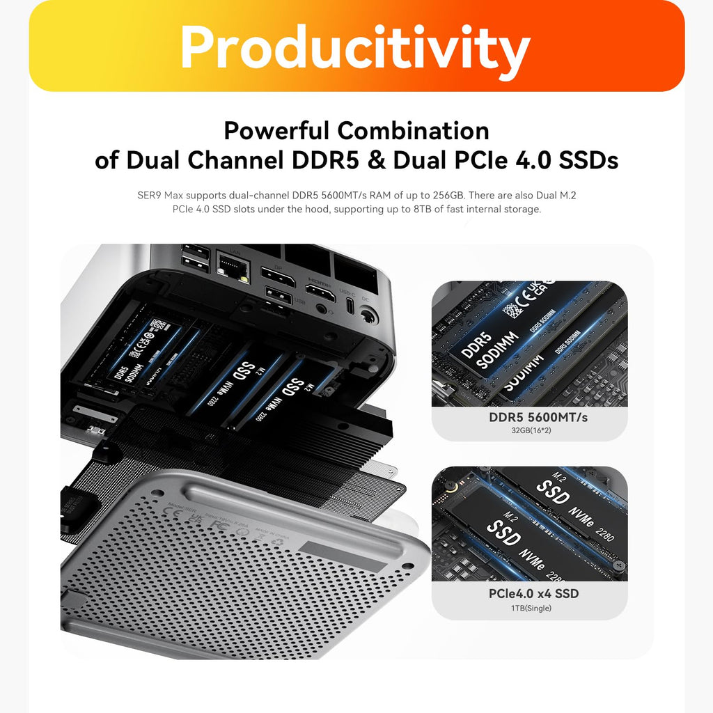 Beelink SER3 Mini PC, AMD Ryzen 3 3200U(14nm, 2C/4T) up to 3.5GHz, Mini Gaming Computer 16GB DDR4 RAM 500GB PCIE3.0 X4 SSD, Micro PC 4K@60Hz Dual Display, Mini Computer WiFi6/BT5.2/HTPC/W-11 Pro
