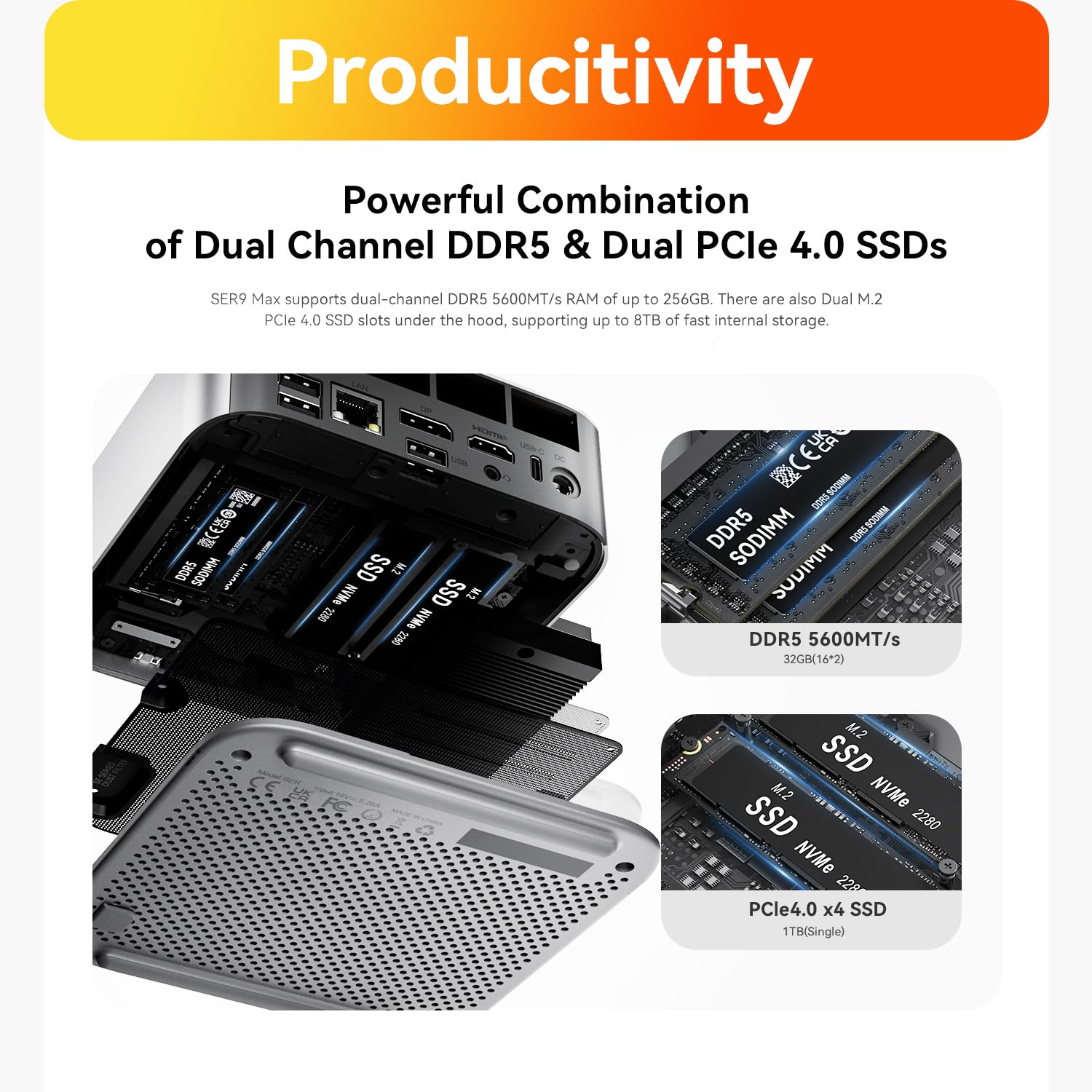 Beelink SER3 Mini PC, AMD Ryzen 3 3200U(14nm, 2C/4T) up to 3.5GHz, Mini Gaming Computer 16GB DDR4 RAM 500GB PCIE3.0 X4 SSD, Micro PC 4K@60Hz Dual Display, Mini Computer WiFi6/BT5.2/HTPC/W-11 Pro