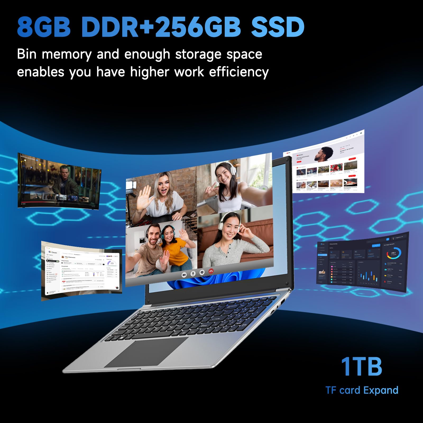 16 inch Laptop Computer,8GB RAM 256GB SSD Storage Laptop PC,with AMD A9 Processor(up to 3.2GHz),IPS FHD Display,Win11 Pro,Students & Work Notebook Computer,9000mAh Battery,Cooling System
