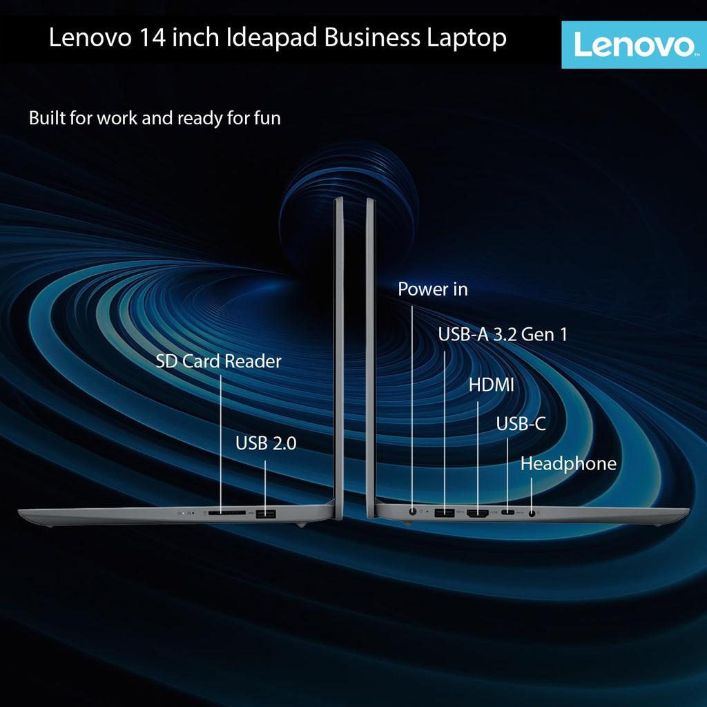 Lenovo IdeaPad Business Laptop with Microsoft 365 • 11 Hour Battery • Intel High Performance CPU • 8GB RAM • 128GB Internal SSD | with Additional 1TB One Drive Storage • SD-Card Reader • Windows 11