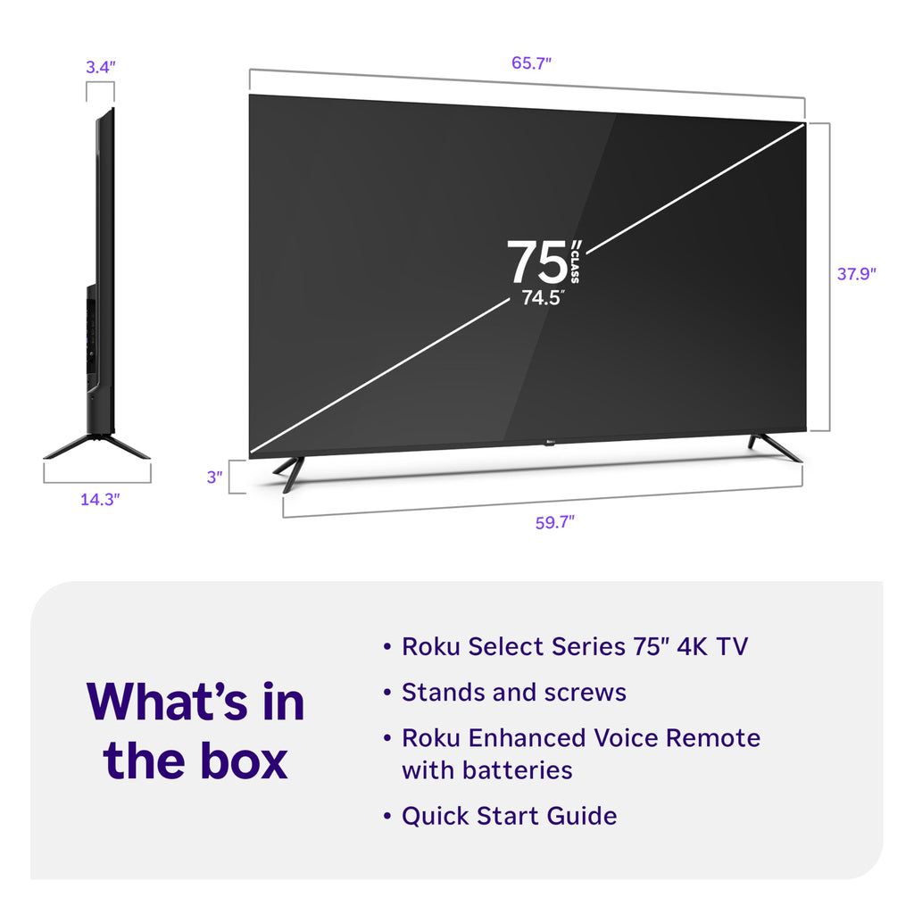 Roku Smart TV – 43-Inch Select Series, 4K HDR TV – Roku TV with Roku Remote – Flat Screen LED Television with Wi-Fi for Streaming Live Local News, Sports, Family Entertainment