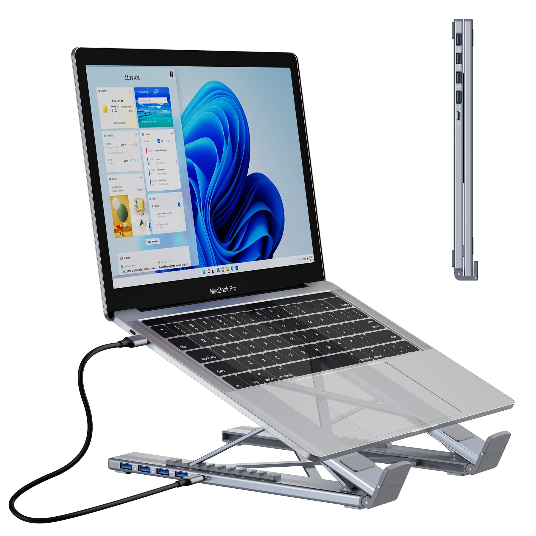 Laptop Docking Station Stand, 8 in 1 USB C Hub HDMI Portable Laptop Stand with USB Ports, USB C Multiport Adapter USBC Dock Station Computer Holder for MacBook Pro/Air, Dell, HP, Lenovo, ASUS