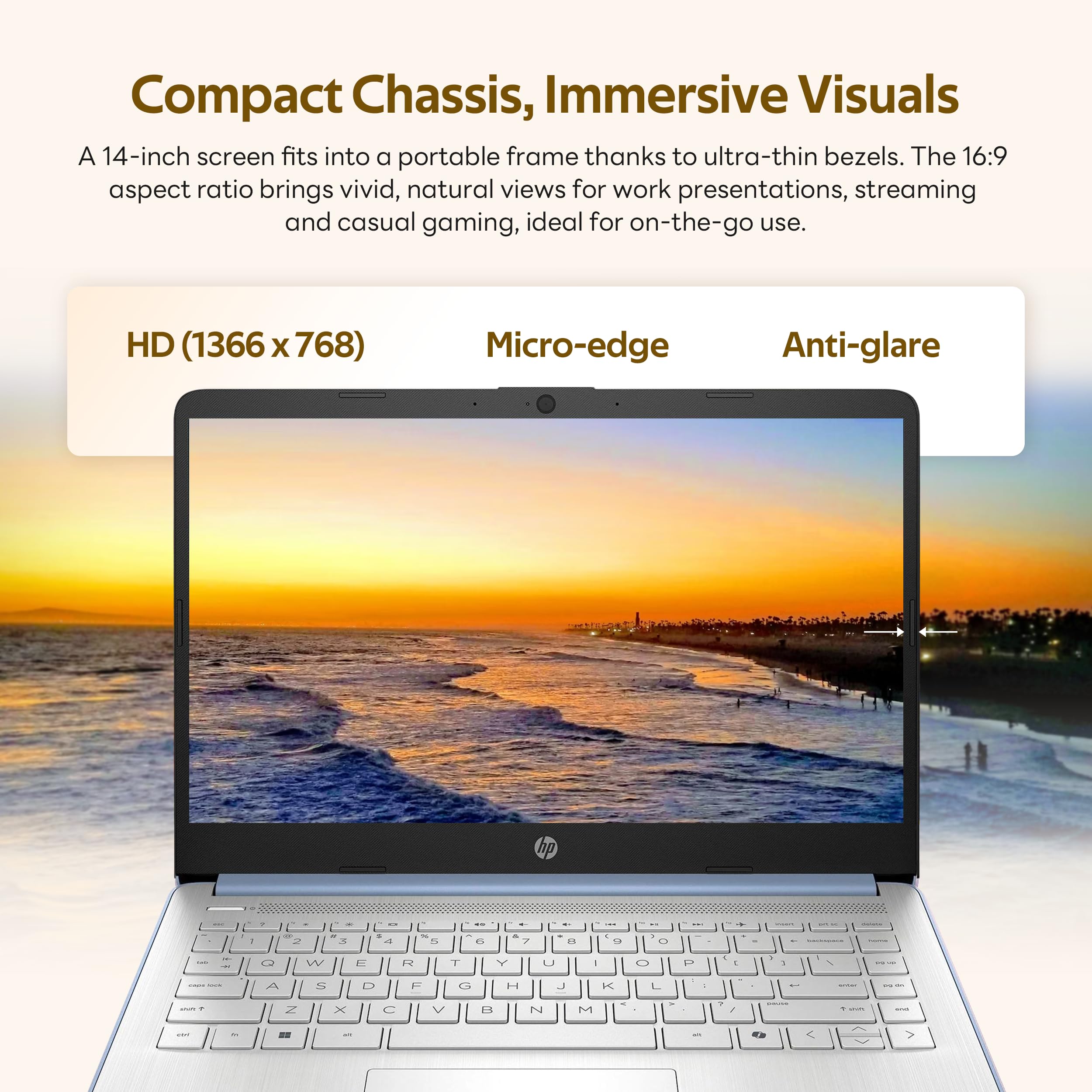HP Stream 14" Laptop with AI Copilot, Flagship for Students & Business, 13th Gen Intel 4-Core, 4GB RAM, 256GB Storage (128GB UFS + 128GB Docking Station), Office 365 1-Year, Win 11 S, Sky Blue
