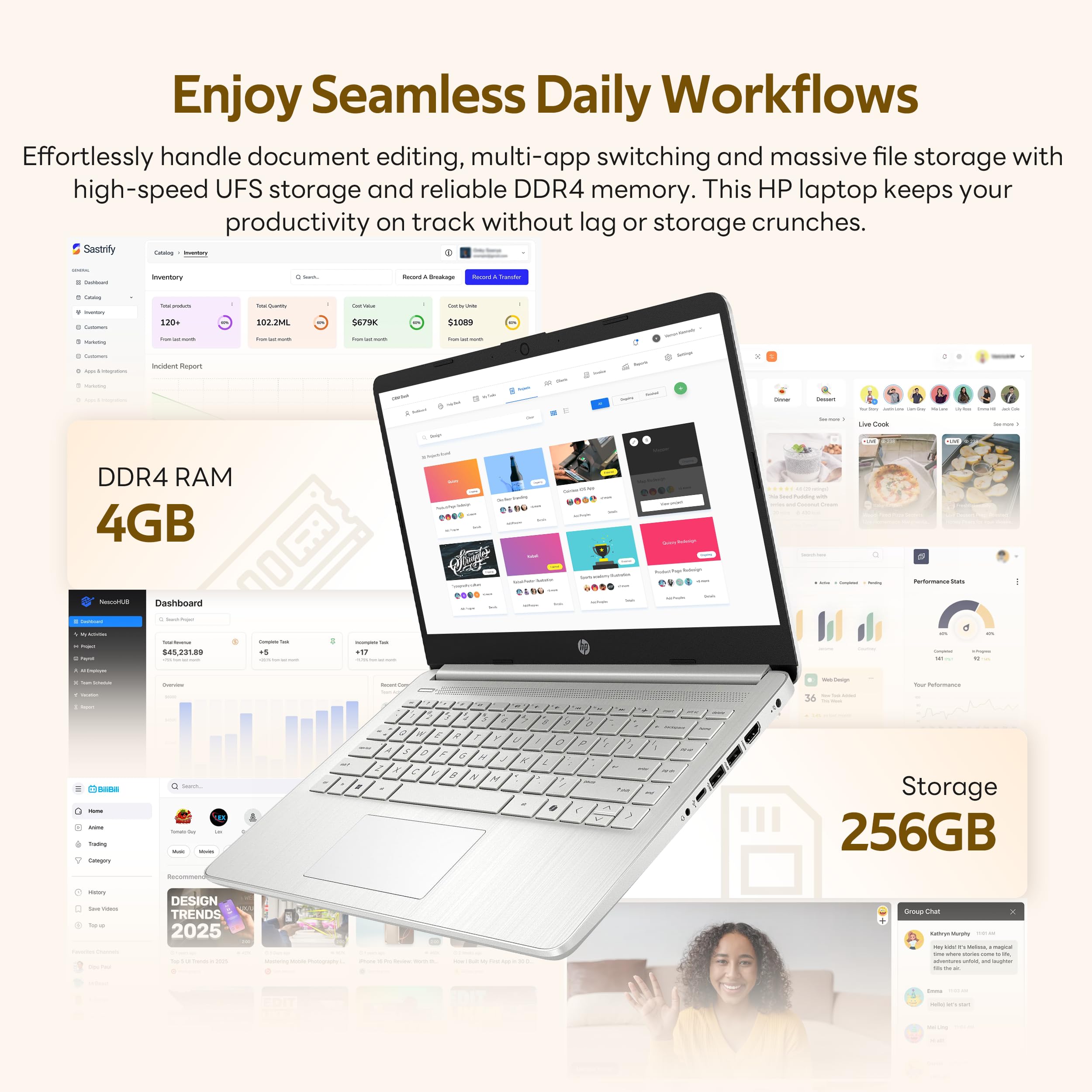 HP Stream 14" Laptop with AI Copilot, Flagship for Students & Business, 13th Gen Intel 4-Core, 4GB RAM, 256GB Storage (128GB UFS + 128GB Docking Station), Office 365 1-Year, Win 11 S, Sky Blue