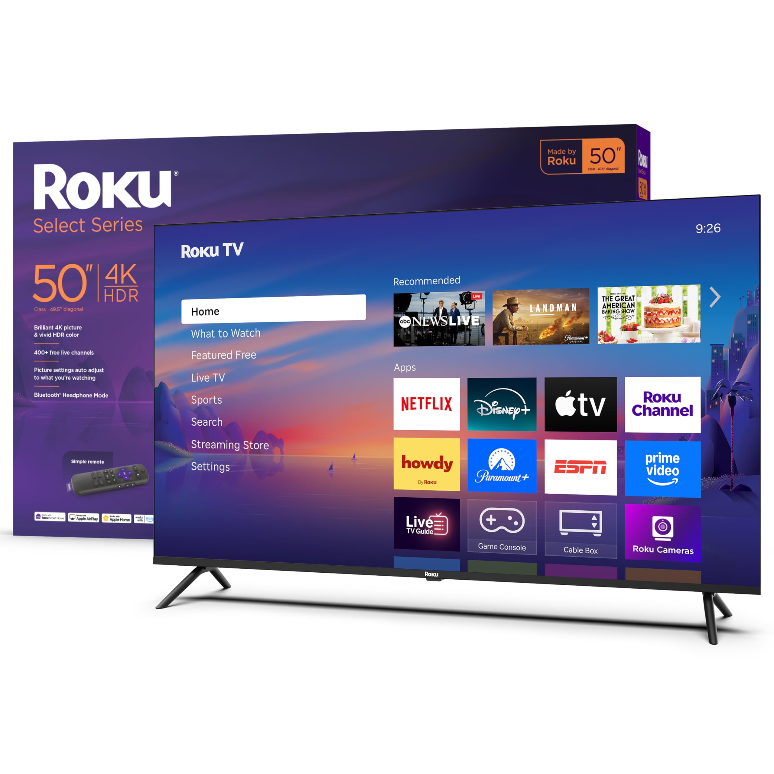 Roku Smart TV – 43-Inch Select Series, 4K HDR TV – Roku TV with Roku Remote – Flat Screen LED Television with Wi-Fi for Streaming Live Local News, Sports, Family Entertainment
