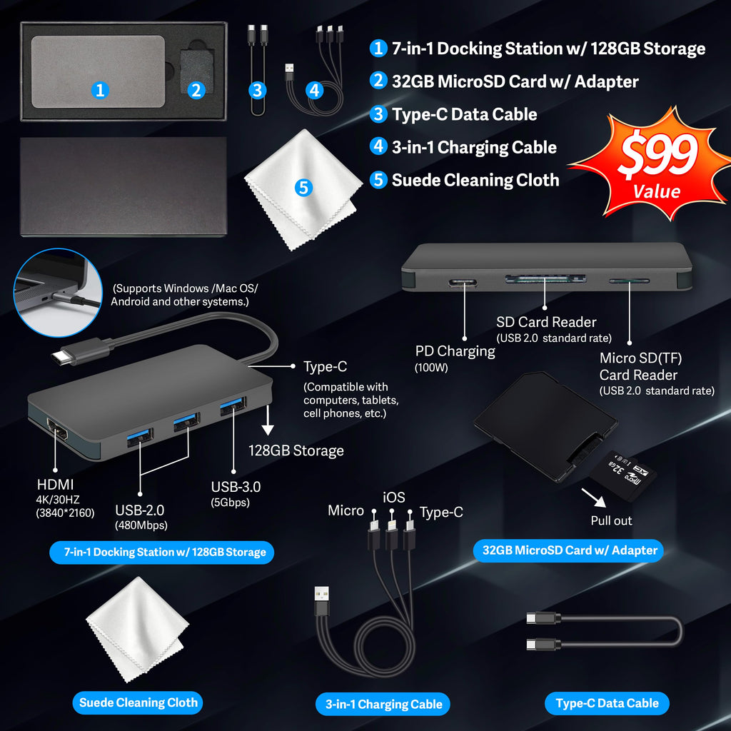 HP Stream 14" Laptop with AI Copilot, Flagship for Students & Business, 13th Gen Intel 4-Core, 4GB RAM, 256GB Storage (128GB UFS + 128GB Docking Station), Office 365 1-Year, Win 11 S, Sky Blue