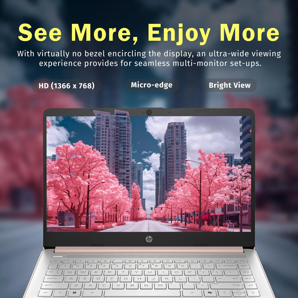 HP Stream 14" Laptop with AI Copilot, Flagship for Students & Business, 13th Gen Intel 4-Core, 4GB RAM, 256GB Storage (128GB UFS + 128GB Docking Station), Office 365 1-Year, Win 11 S, Sky Blue