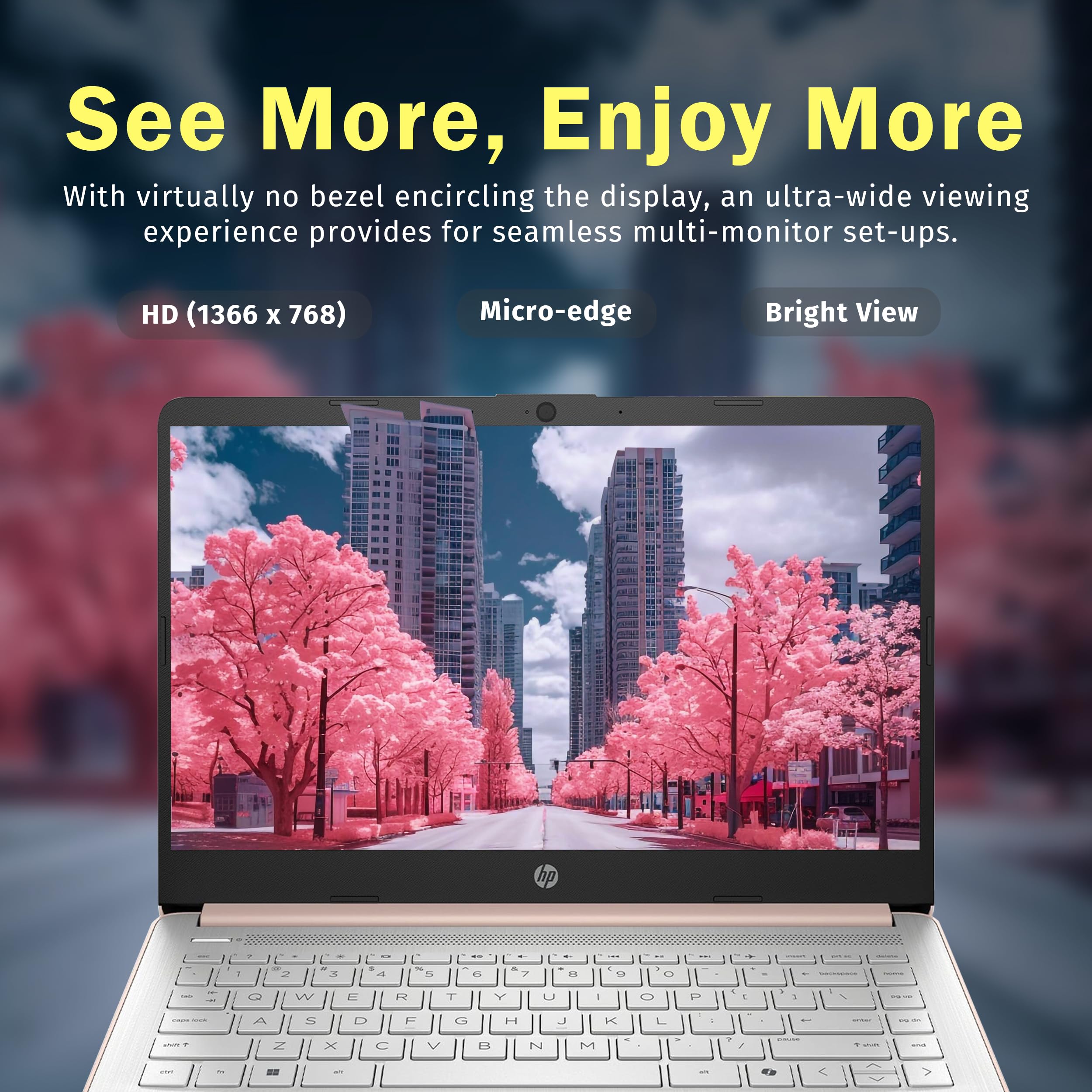 HP Stream 14" Laptop with AI Copilot, Flagship for Students & Business, 13th Gen Intel 4-Core, 4GB RAM, 256GB Storage (128GB UFS + 128GB Docking Station), Office 365 1-Year, Win 11 S, Sky Blue