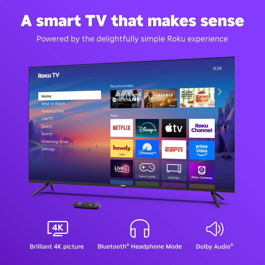 Roku Smart TV – 43-Inch Select Series, 4K HDR TV – Roku TV with Roku Remote – Flat Screen LED Television with Wi-Fi for Streaming Live Local News, Sports, Family Entertainment