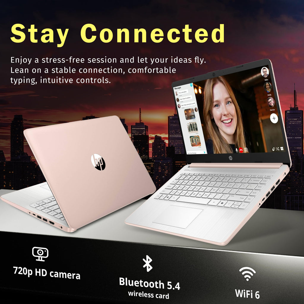 HP Stream 14" Laptop with AI Copilot, Flagship for Students & Business, 13th Gen Intel 4-Core, 4GB RAM, 256GB Storage (128GB UFS + 128GB Docking Station), Office 365 1-Year, Win 11 S, Sky Blue