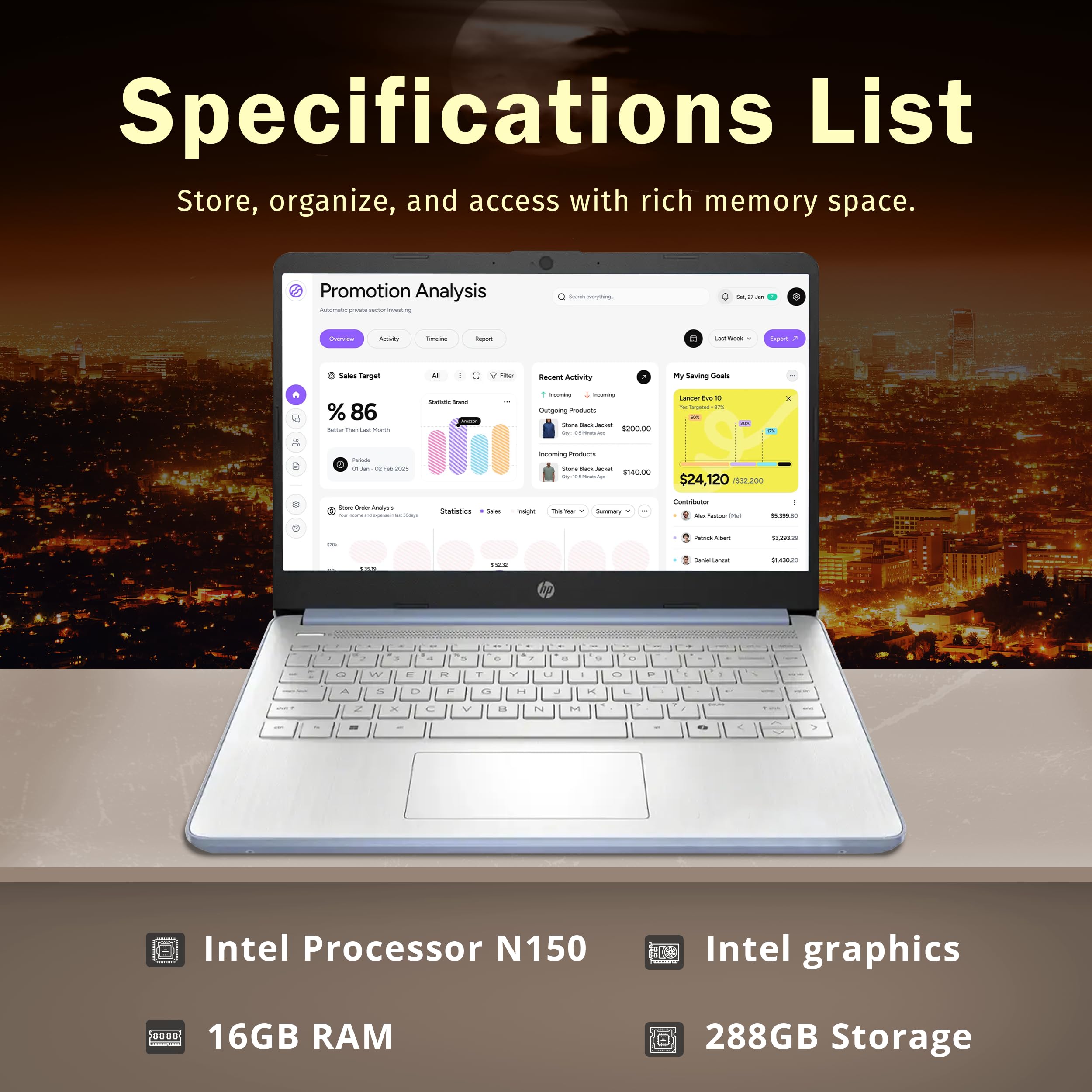 HP Stream 14" Laptop with AI Copilot, Flagship for Students & Business, 13th Gen Intel 4-Core, 4GB RAM, 256GB Storage (128GB UFS + 128GB Docking Station), Office 365 1-Year, Win 11 S, Sky Blue