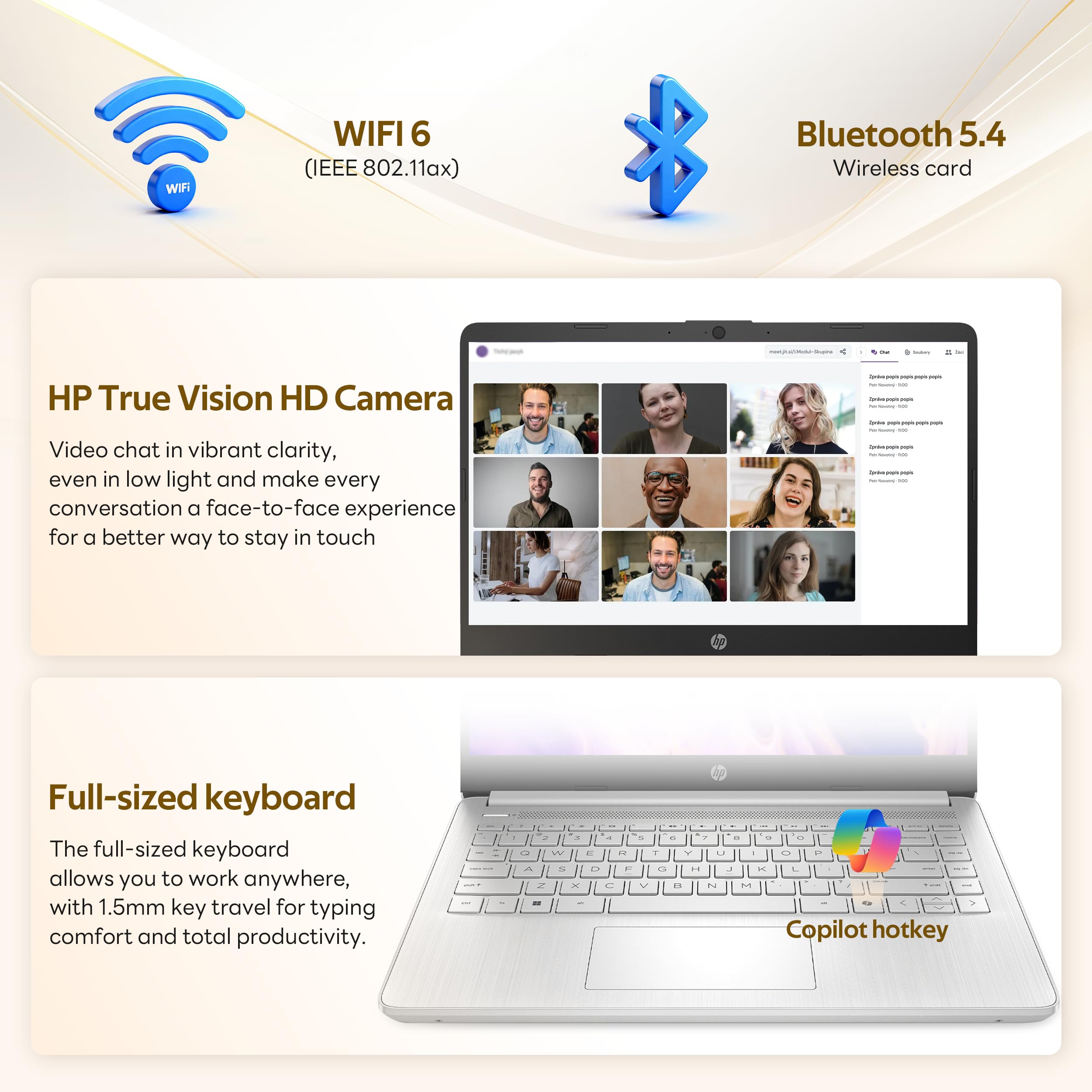 HP Stream 14" Laptop with AI Copilot, Flagship for Students & Business, 13th Gen Intel 4-Core, 4GB RAM, 256GB Storage (128GB UFS + 128GB Docking Station), Office 365 1-Year, Win 11 S, Sky Blue