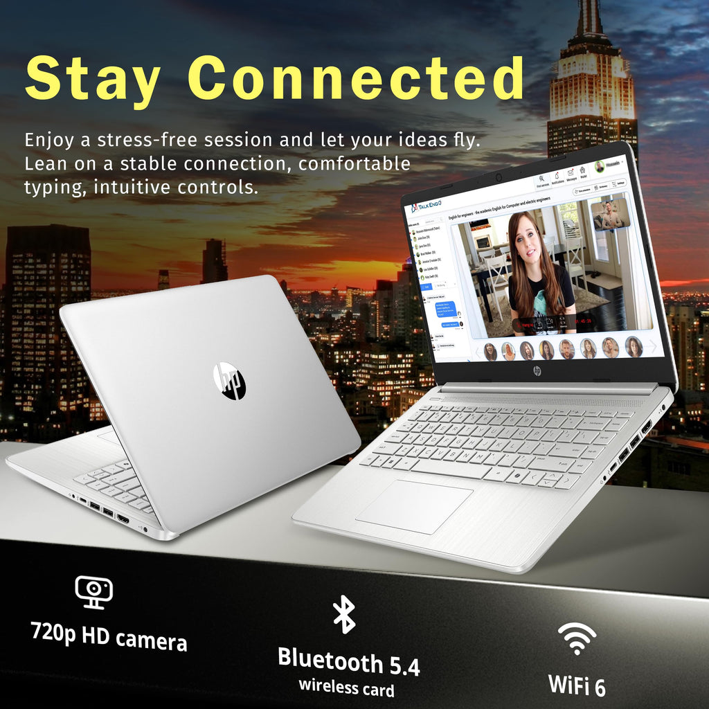 HP Stream 14" Laptop with AI Copilot, Flagship for Students & Business, 13th Gen Intel 4-Core, 4GB RAM, 256GB Storage (128GB UFS + 128GB Docking Station), Office 365 1-Year, Win 11 S, Sky Blue
