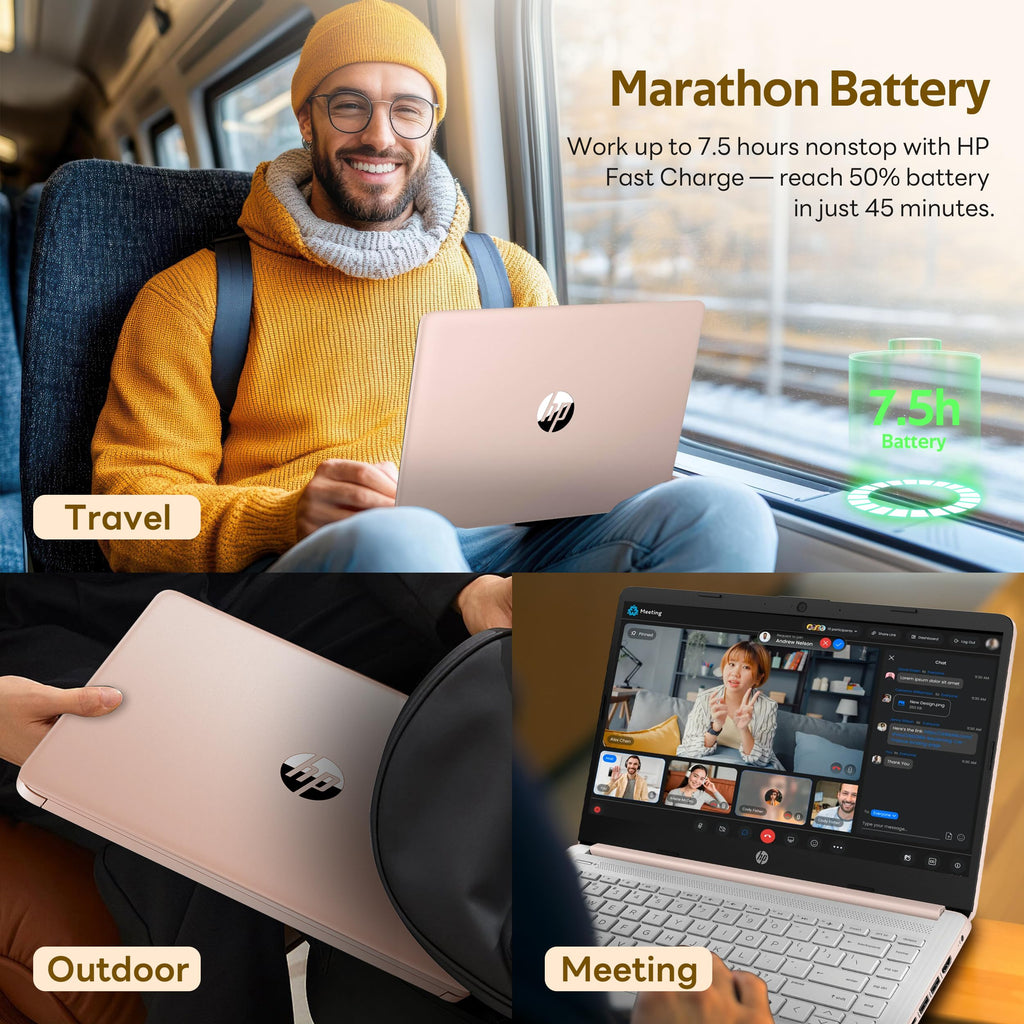 HP Stream 14" Laptop with AI Copilot, Flagship for Students & Business, 13th Gen Intel 4-Core, 4GB RAM, 256GB Storage (128GB UFS + 128GB Docking Station), Office 365 1-Year, Win 11 S, Sky Blue