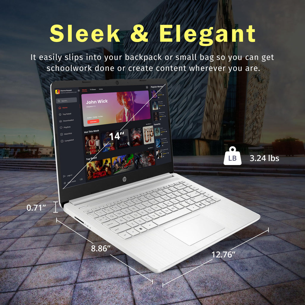 HP Stream 14" Laptop with AI Copilot, Flagship for Students & Business, 13th Gen Intel 4-Core, 4GB RAM, 256GB Storage (128GB UFS + 128GB Docking Station), Office 365 1-Year, Win 11 S, Sky Blue